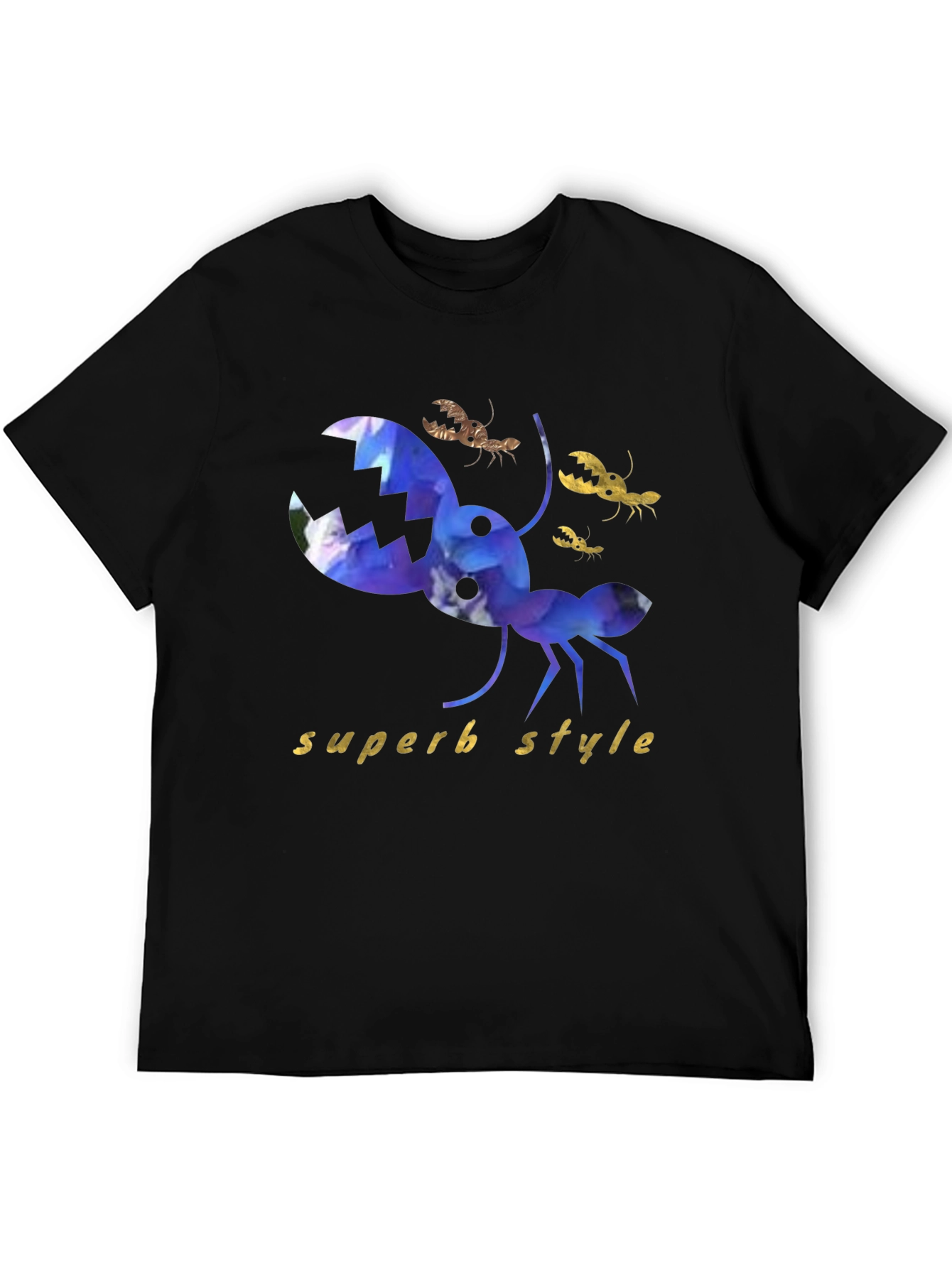 Superb Style Crab Graphic Black T-Shirt
