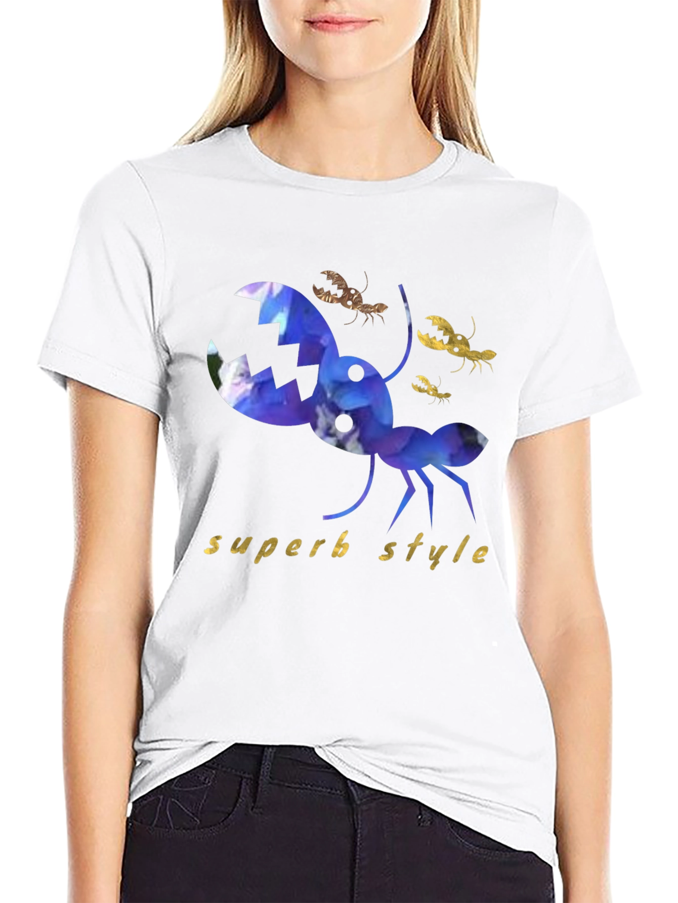 Superb Style Crab Graphic Black T-Shirt
