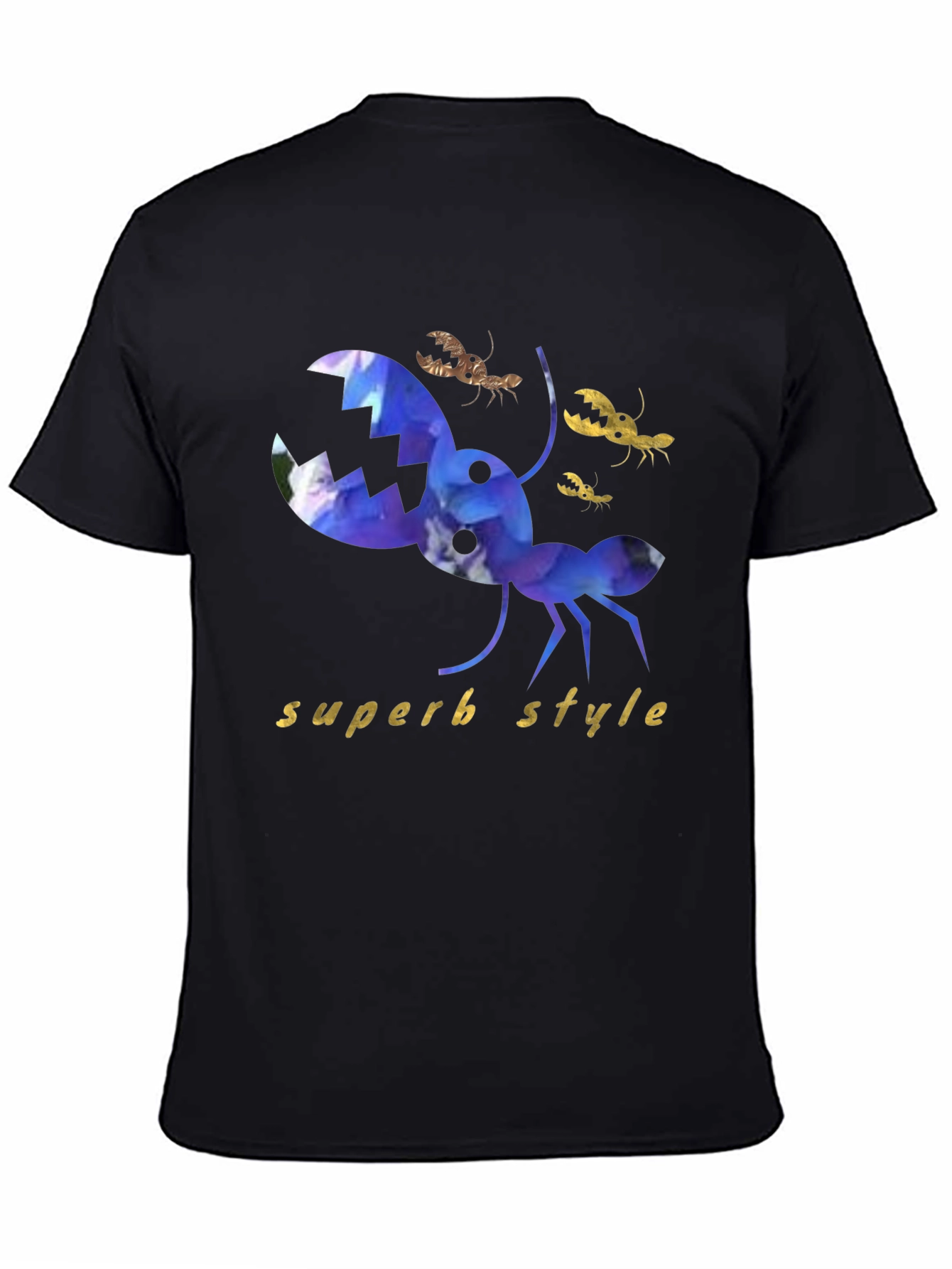Superb Style Crab Graphic Black T-Shirt