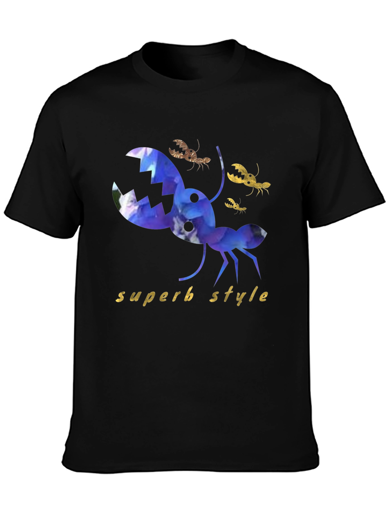 Superb Style Crab Graphic Black T-Shirt