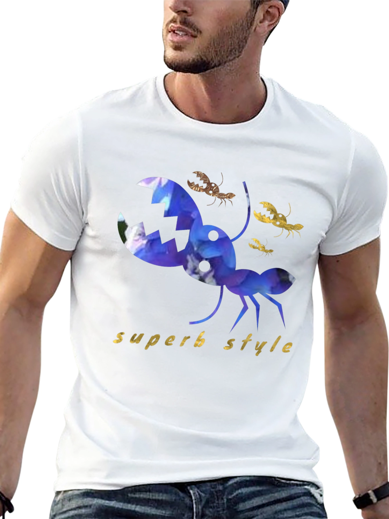 Superb Style Crab Graphic Black T-Shirt
