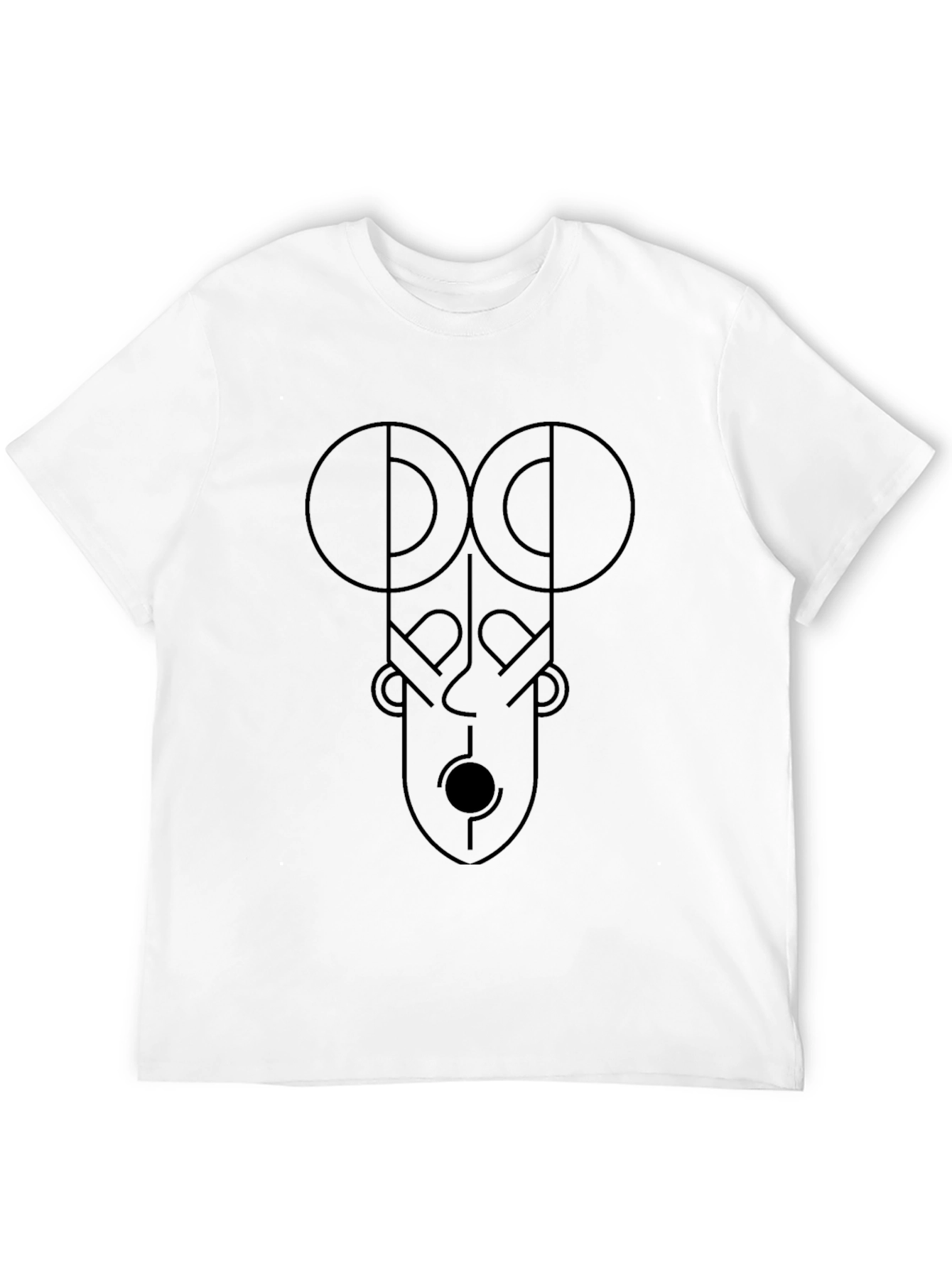 Abstract Face Graphic Print Black T-Shirt
