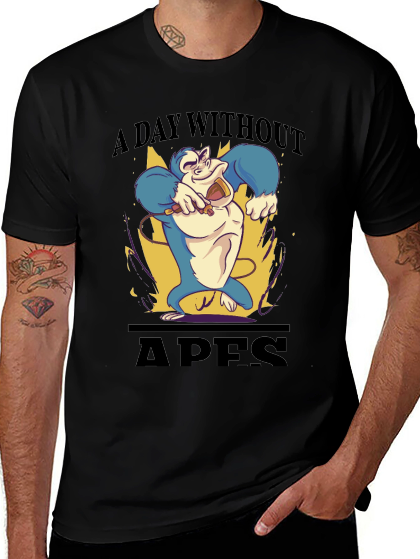 A Day Without Apes Black T-Shirt
