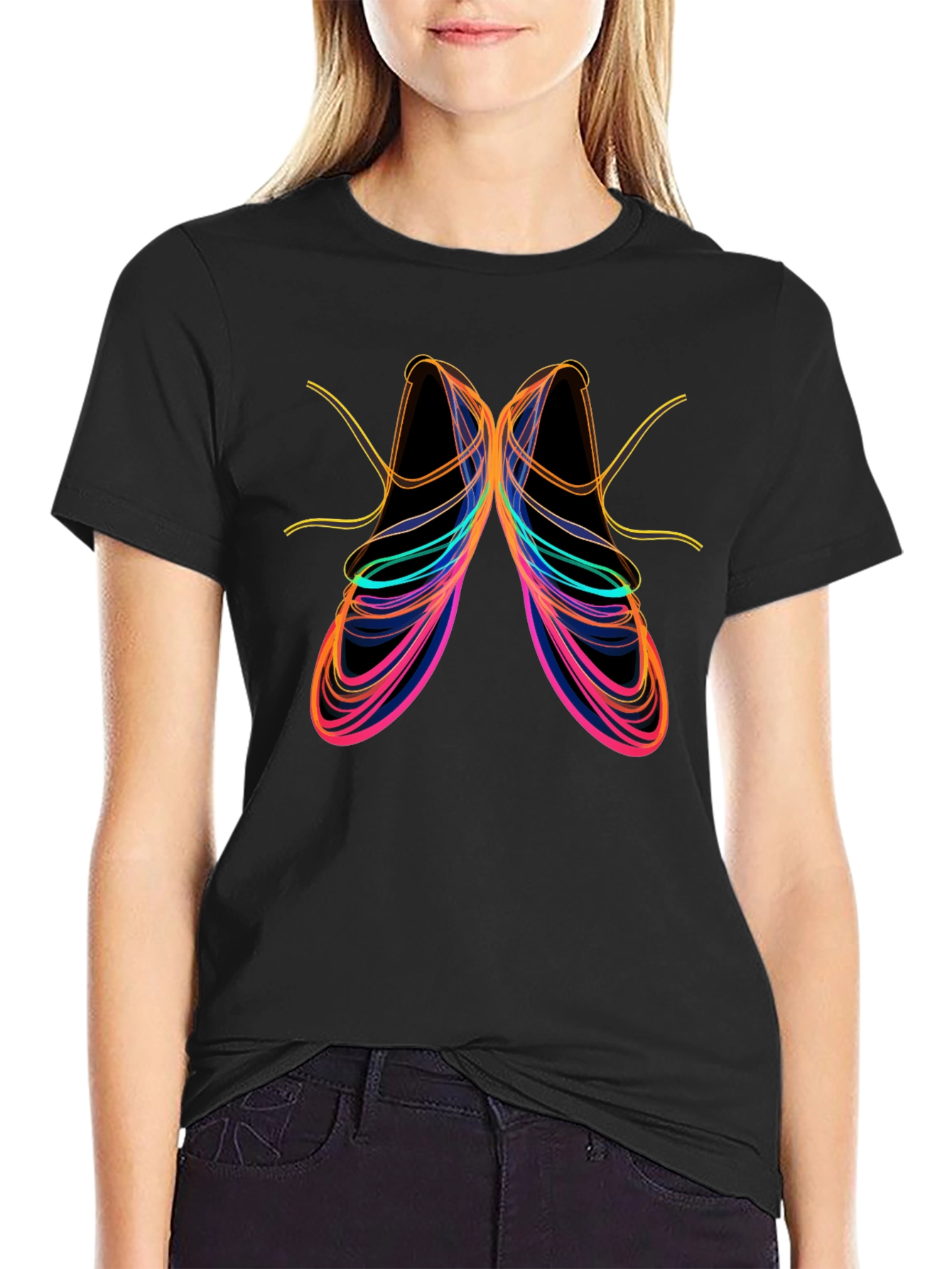 Abstract Ballet Shoe Graphic Tee - Black