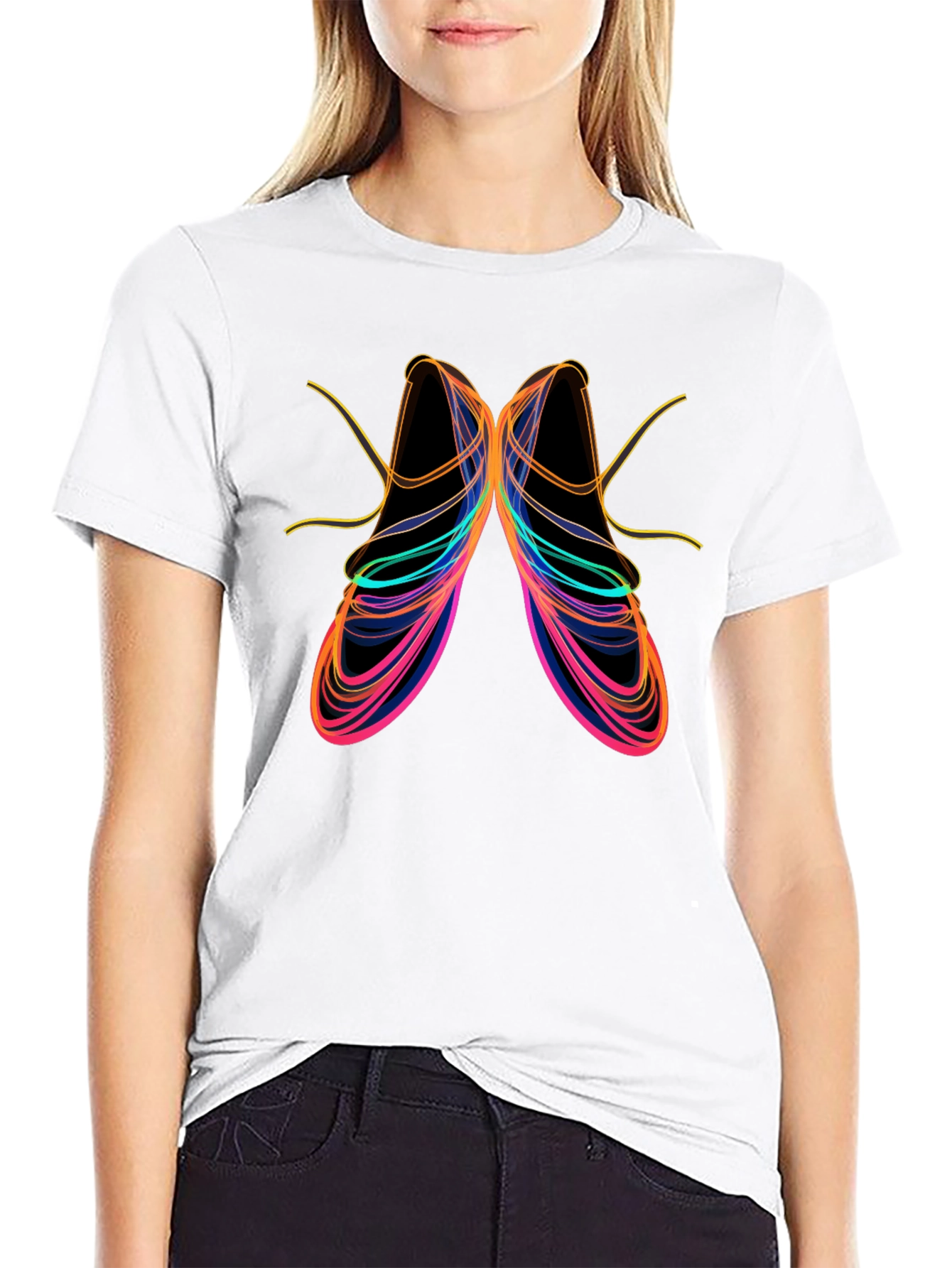 Abstract Ballet Shoe Graphic Tee - Black