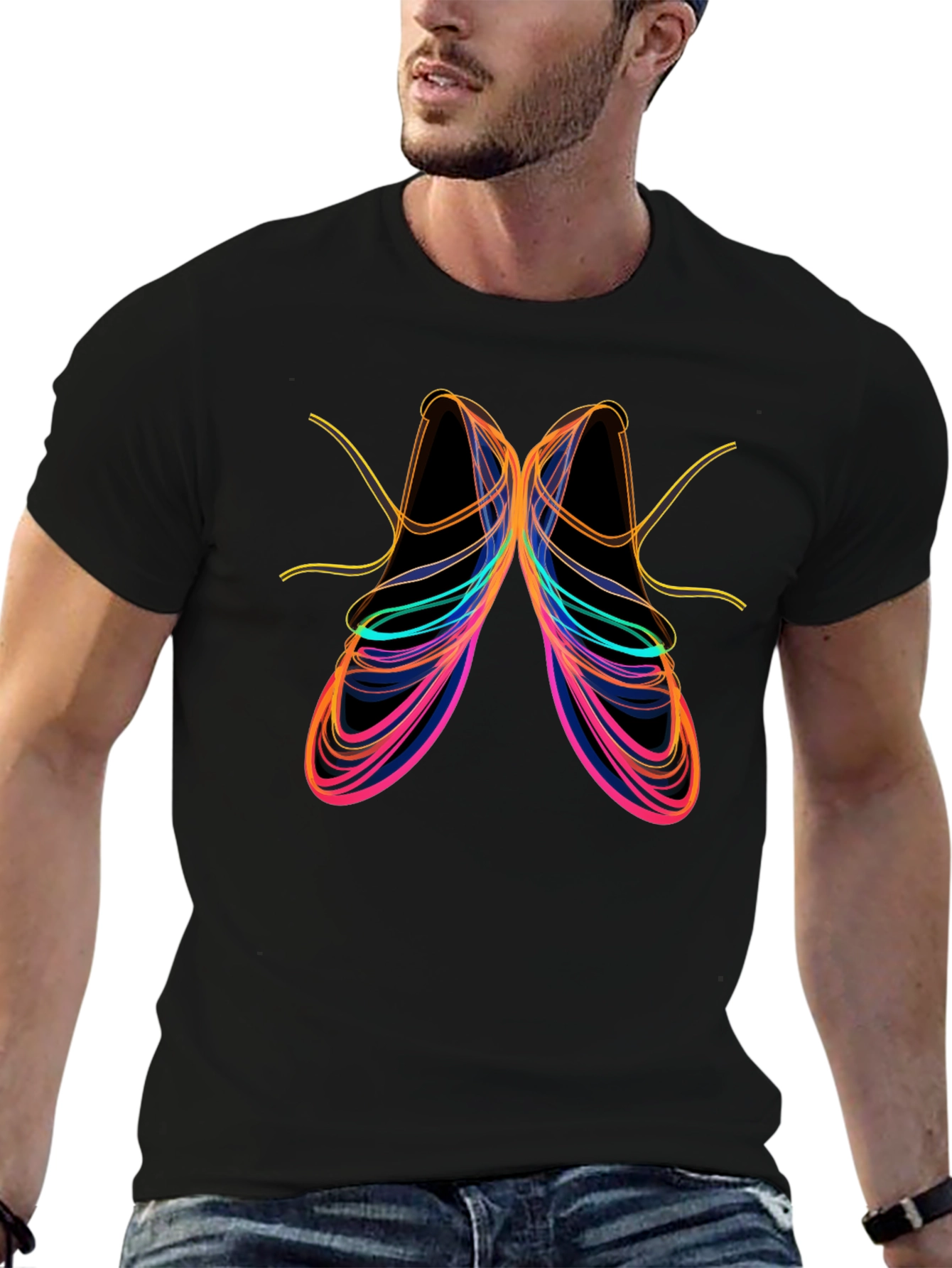 Abstract Ballet Shoe Graphic Tee - Black