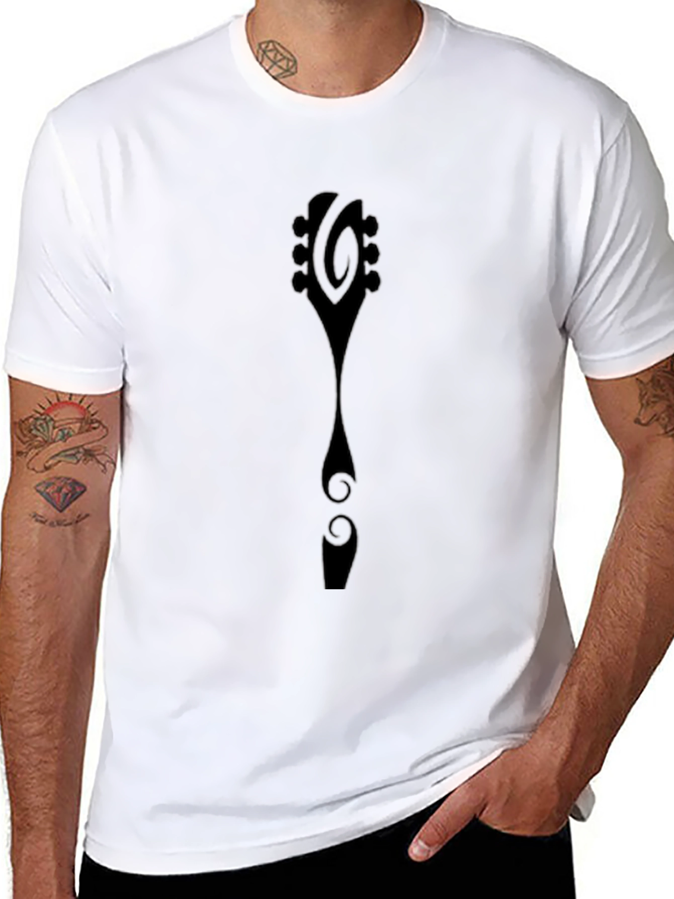 Abstract Guitar Design Black T-Shirt