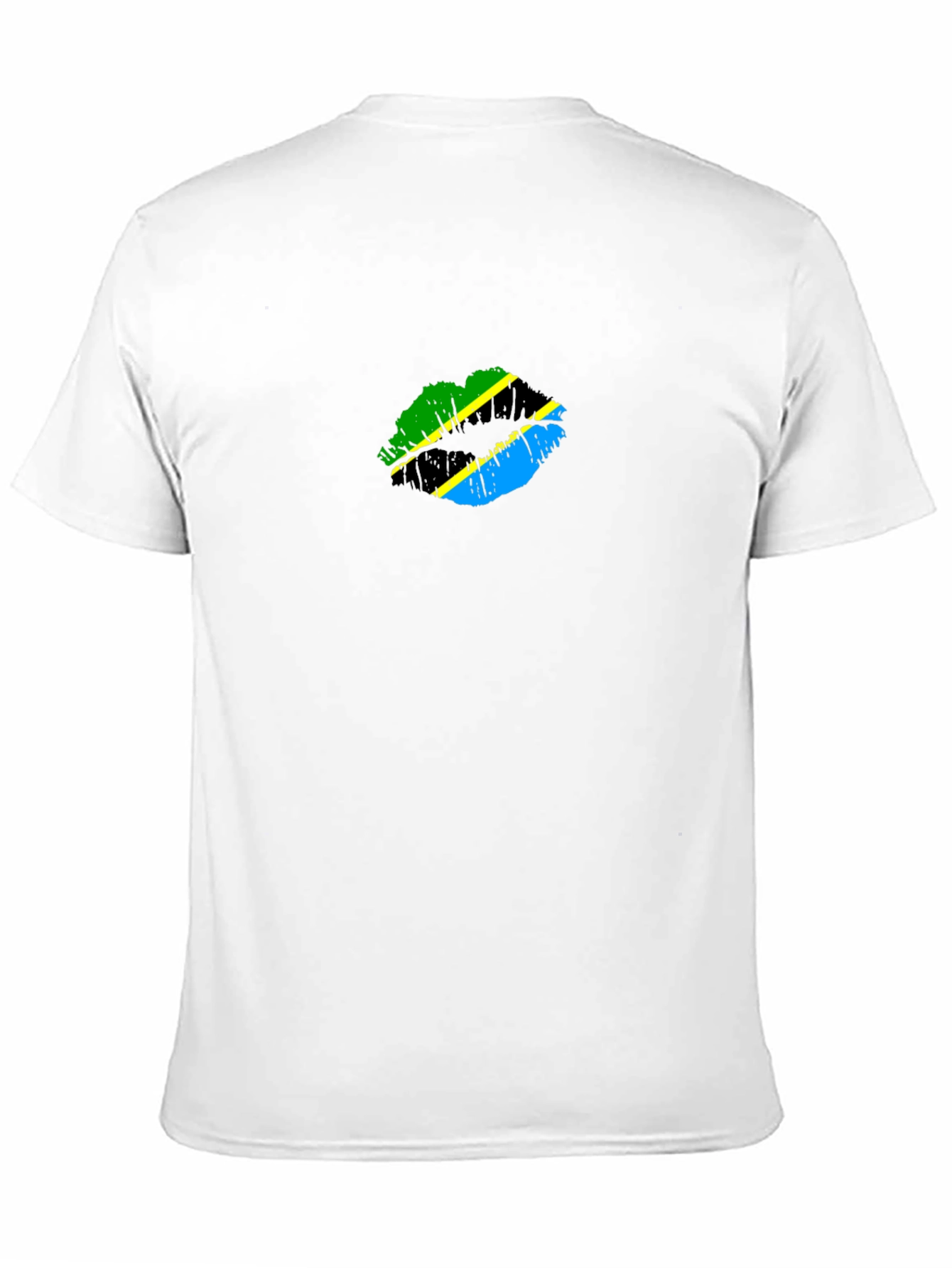 Tanzania Flag Lips Graphic Black T-Shirt