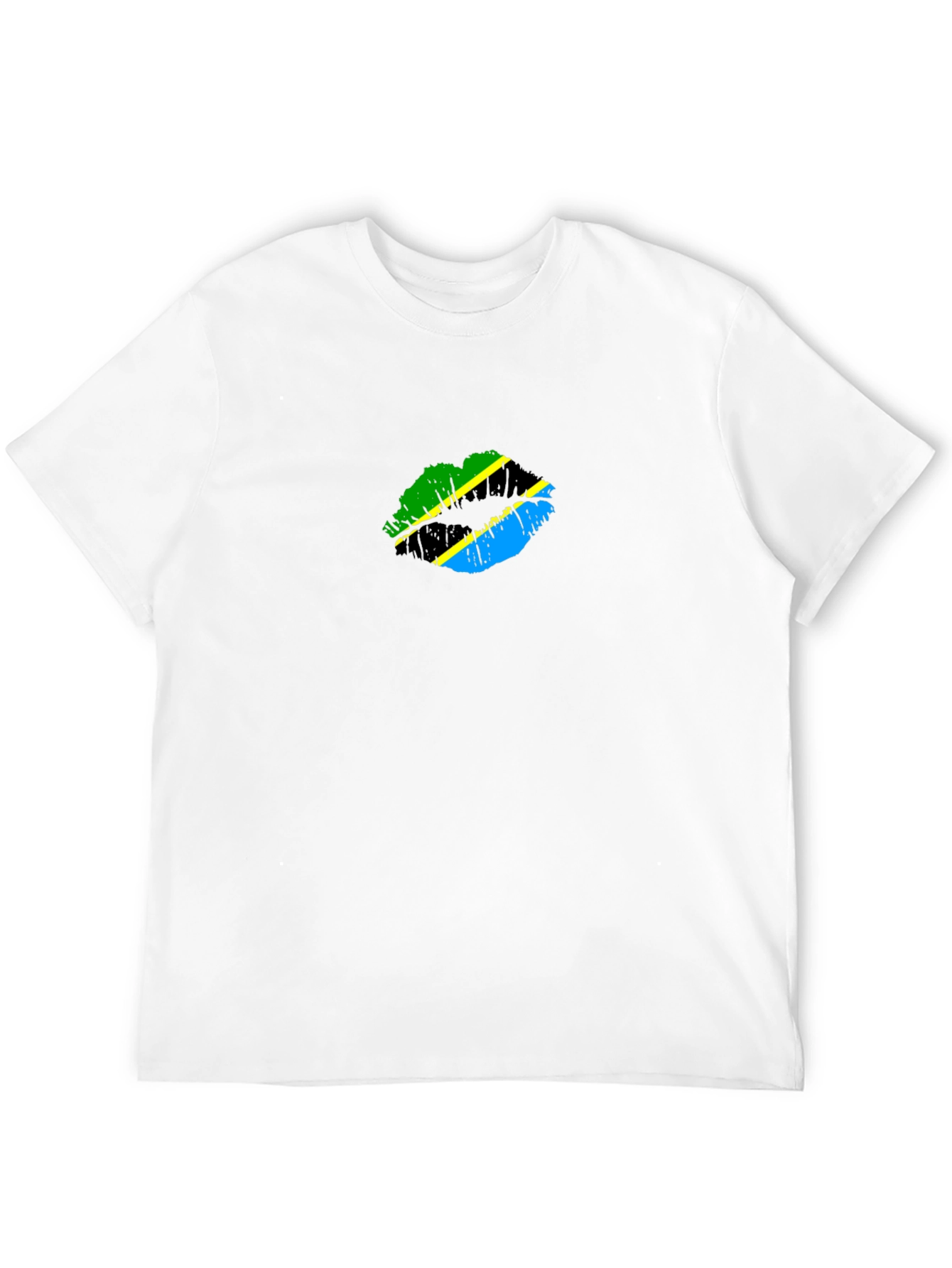 Tanzania Flag Lips Graphic Black T-Shirt
