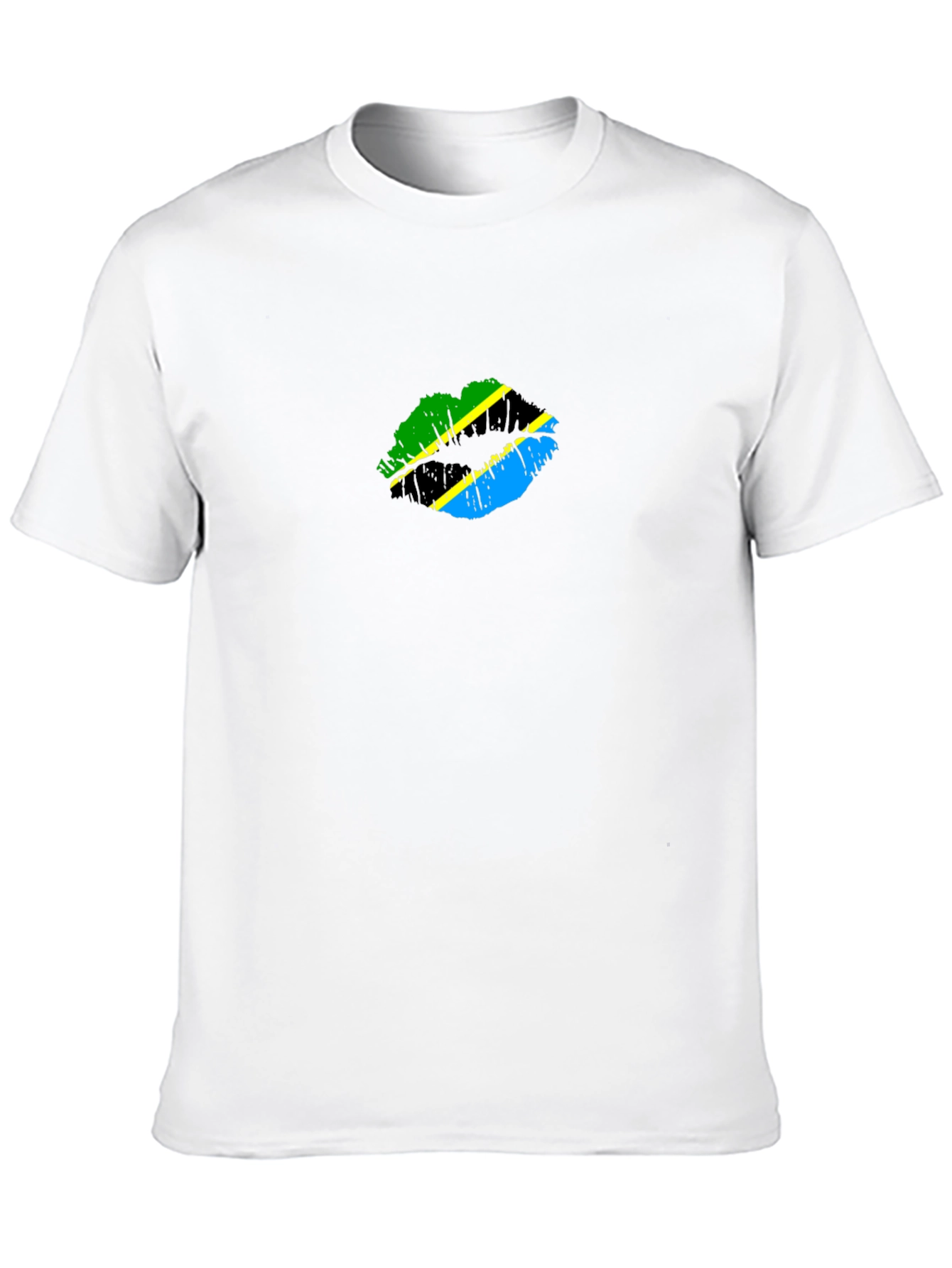 Tanzania Flag Lips Graphic Black T-Shirt