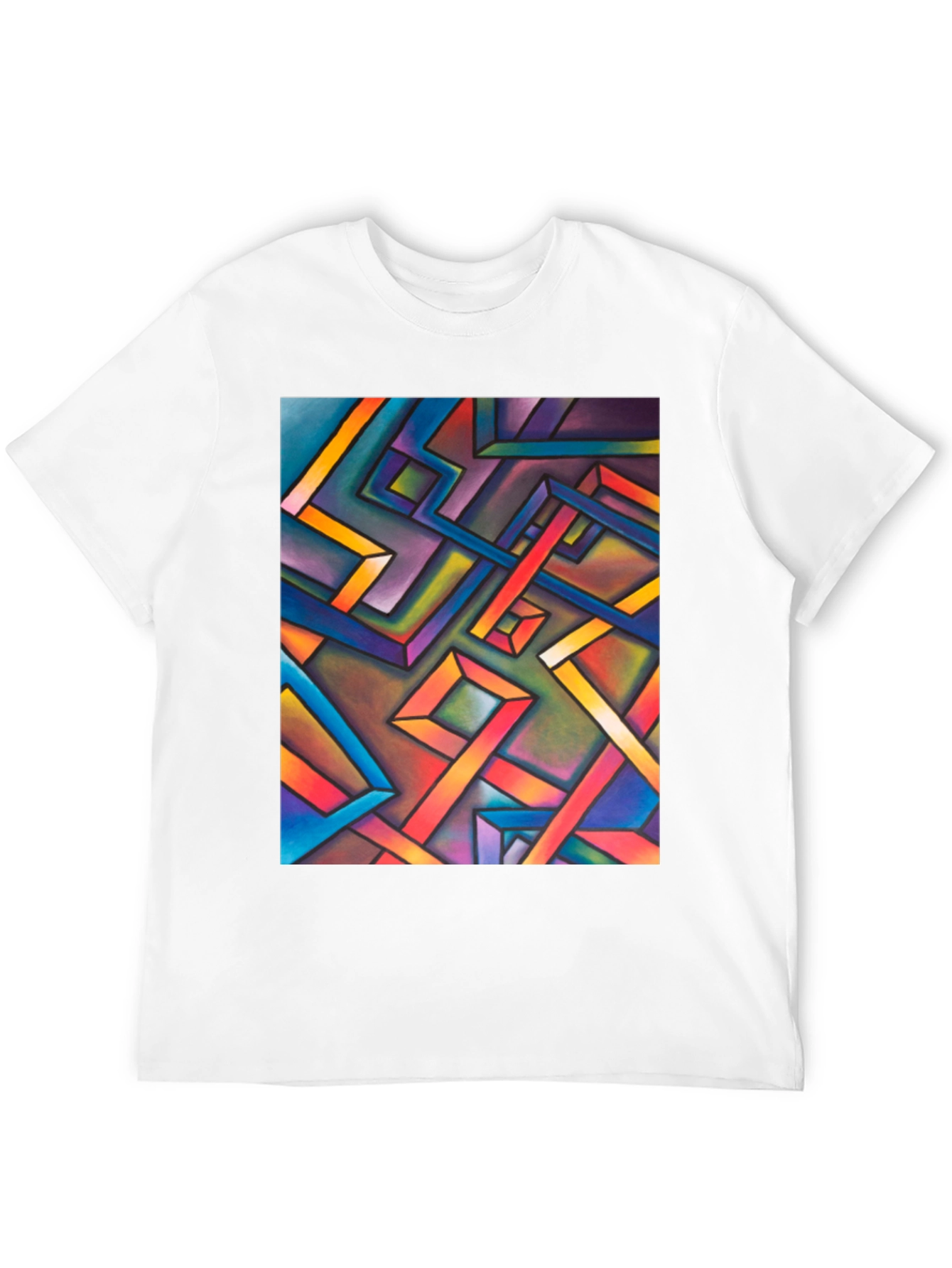 Abstract Geometric Art Mens Black T-Shirt