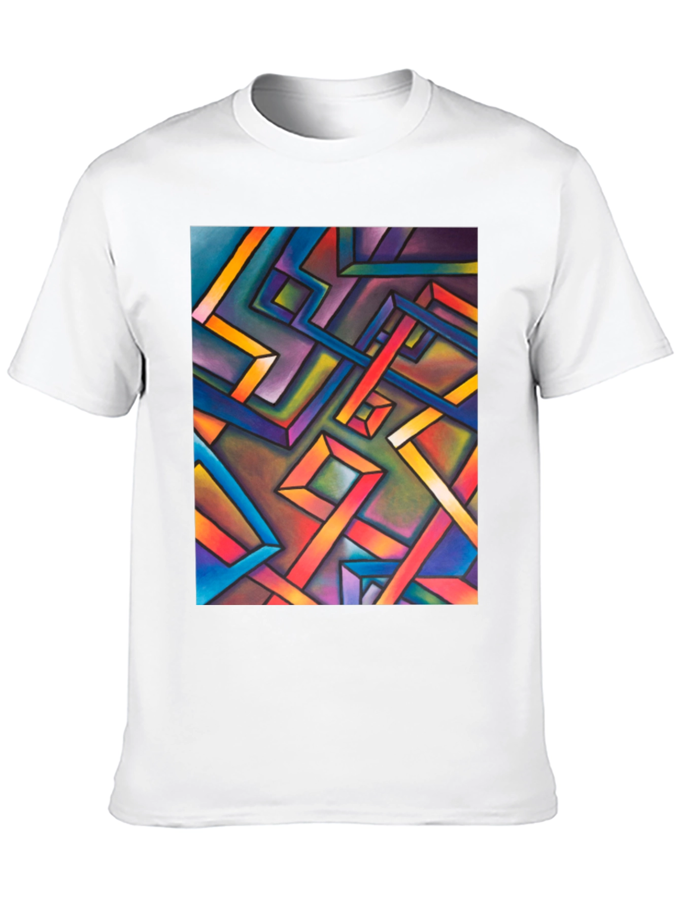 Abstract Geometric Art Mens Black T-Shirt