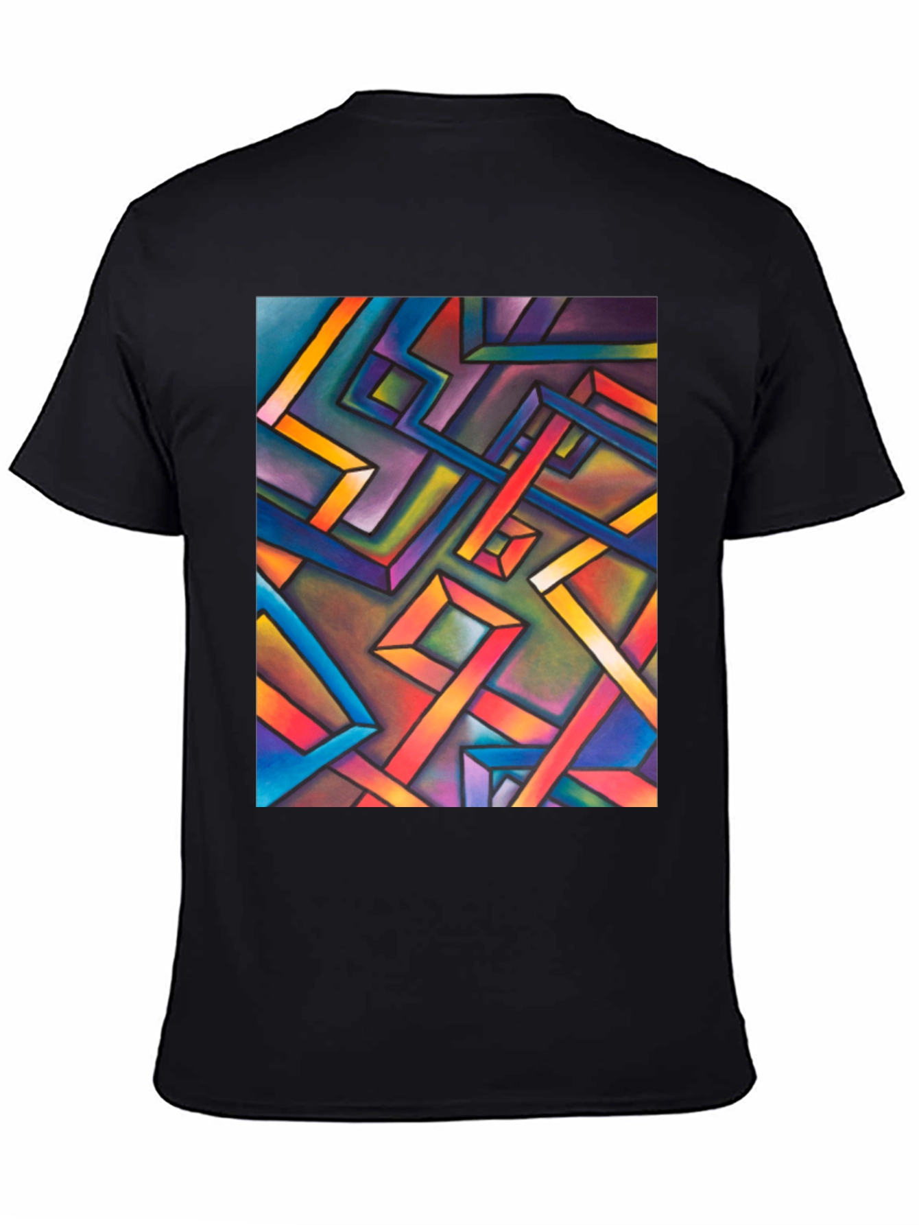 Abstract Geometric Art Mens Black T-Shirt