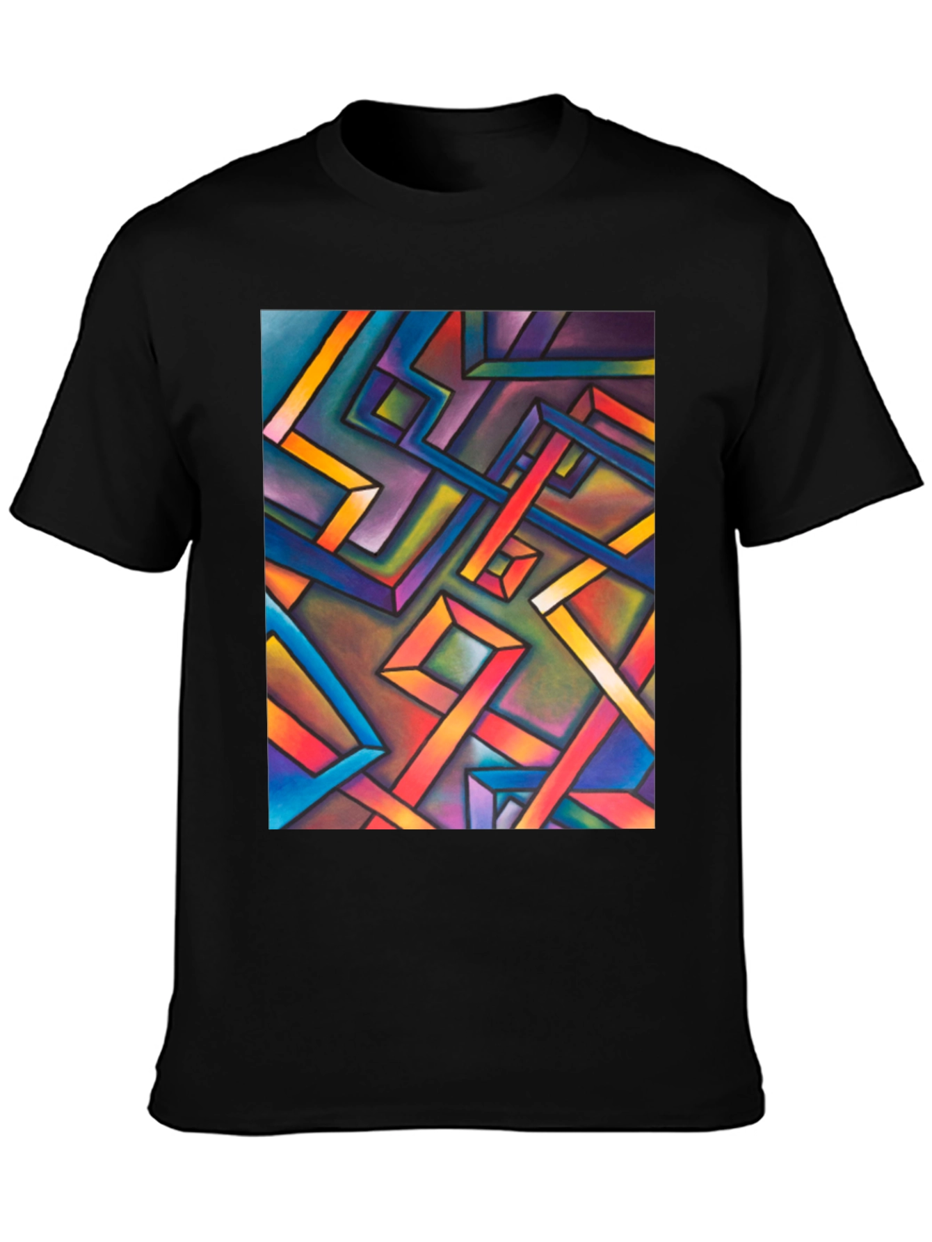 Abstract Geometric Art Mens Black T-Shirt