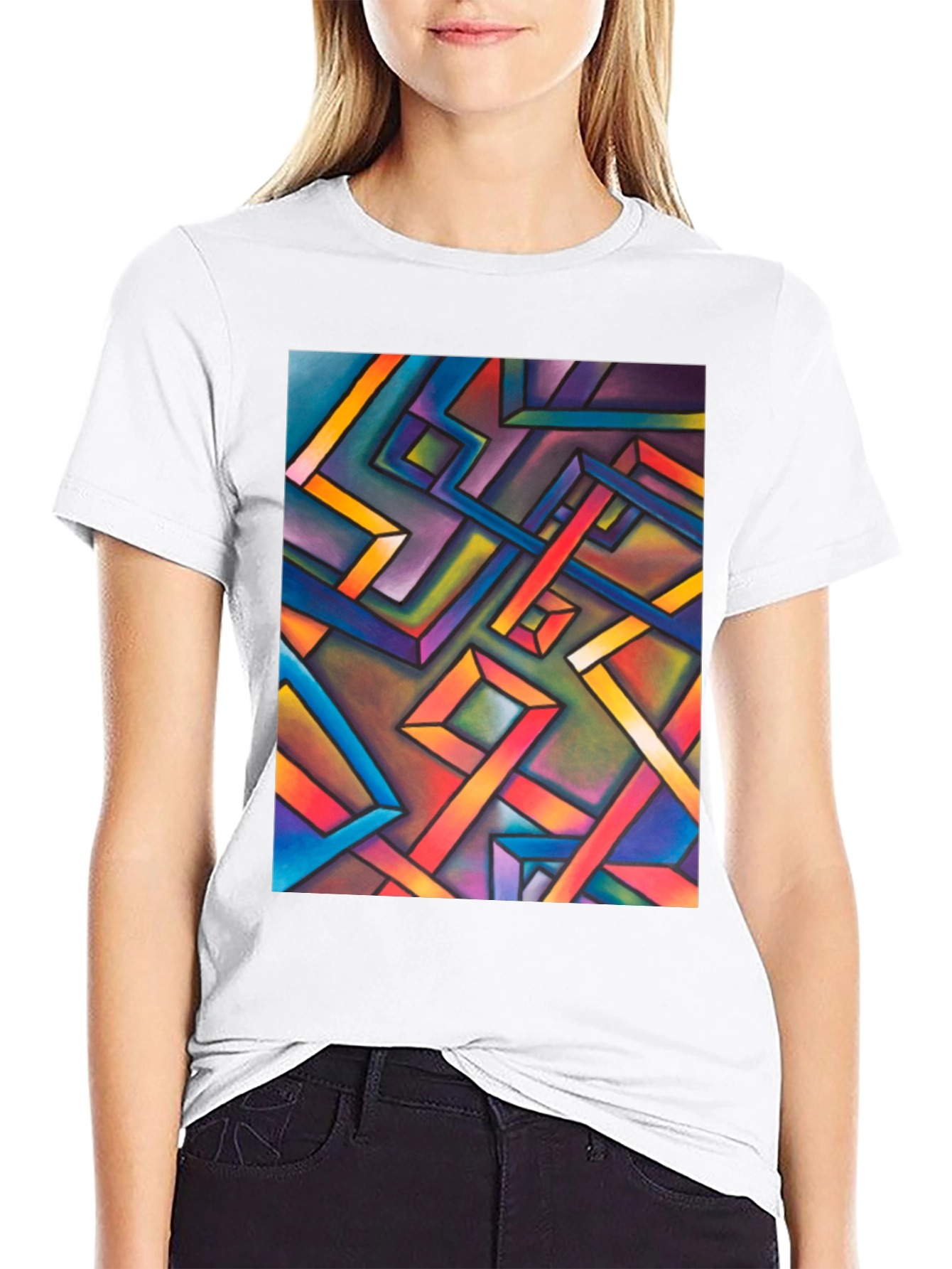 Abstract Geometric Art Mens Black T-Shirt