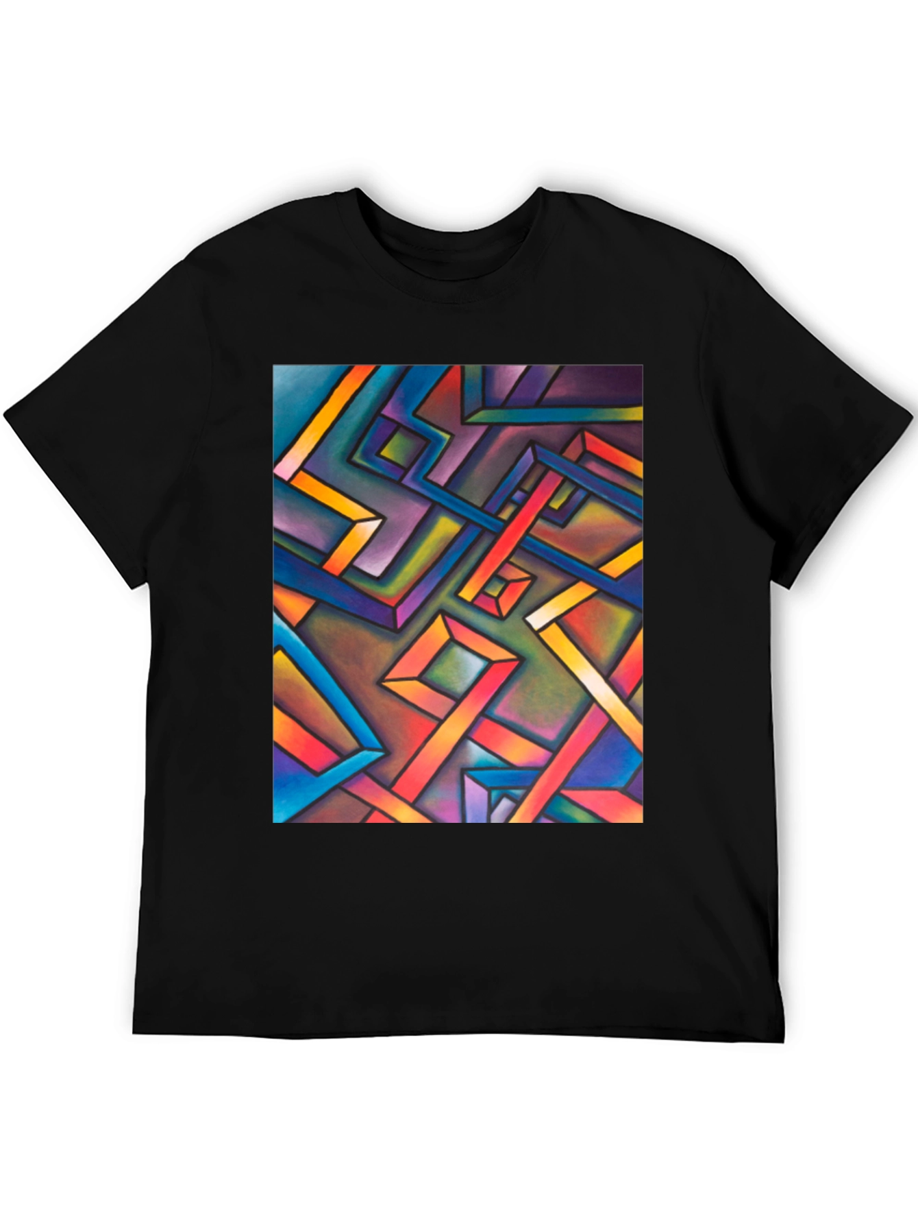 Abstract Geometric Art Mens Black T-Shirt