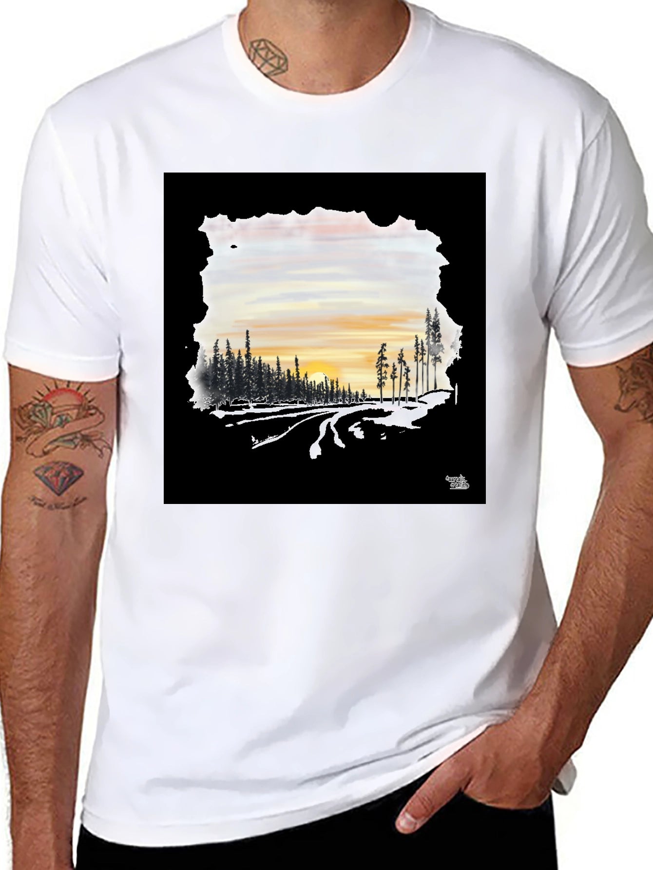 Sunset Road Black Graphic Tee