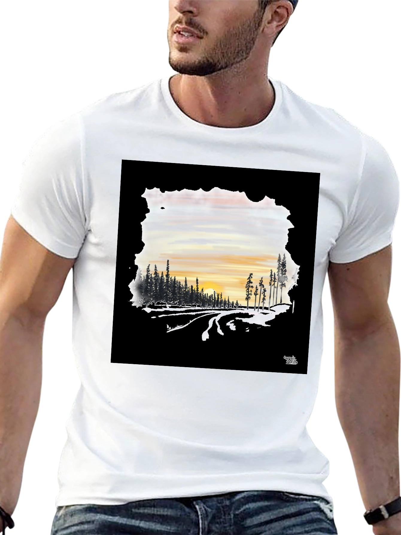 Sunset Road Black Graphic Tee