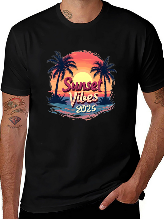 Sunset Vibes 2025 T-Shirt - Palm Tree Graphic Tee
