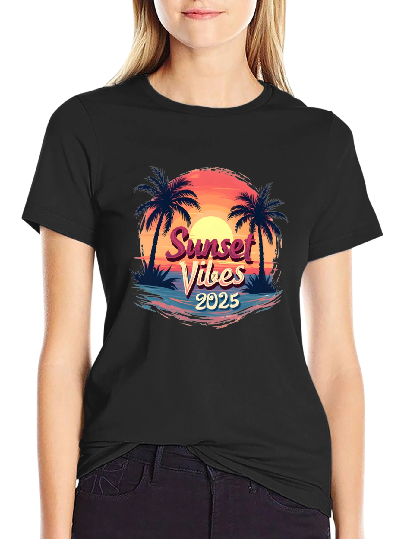 Sunset Vibes 2025 T-Shirt - Palm Tree Graphic Tee