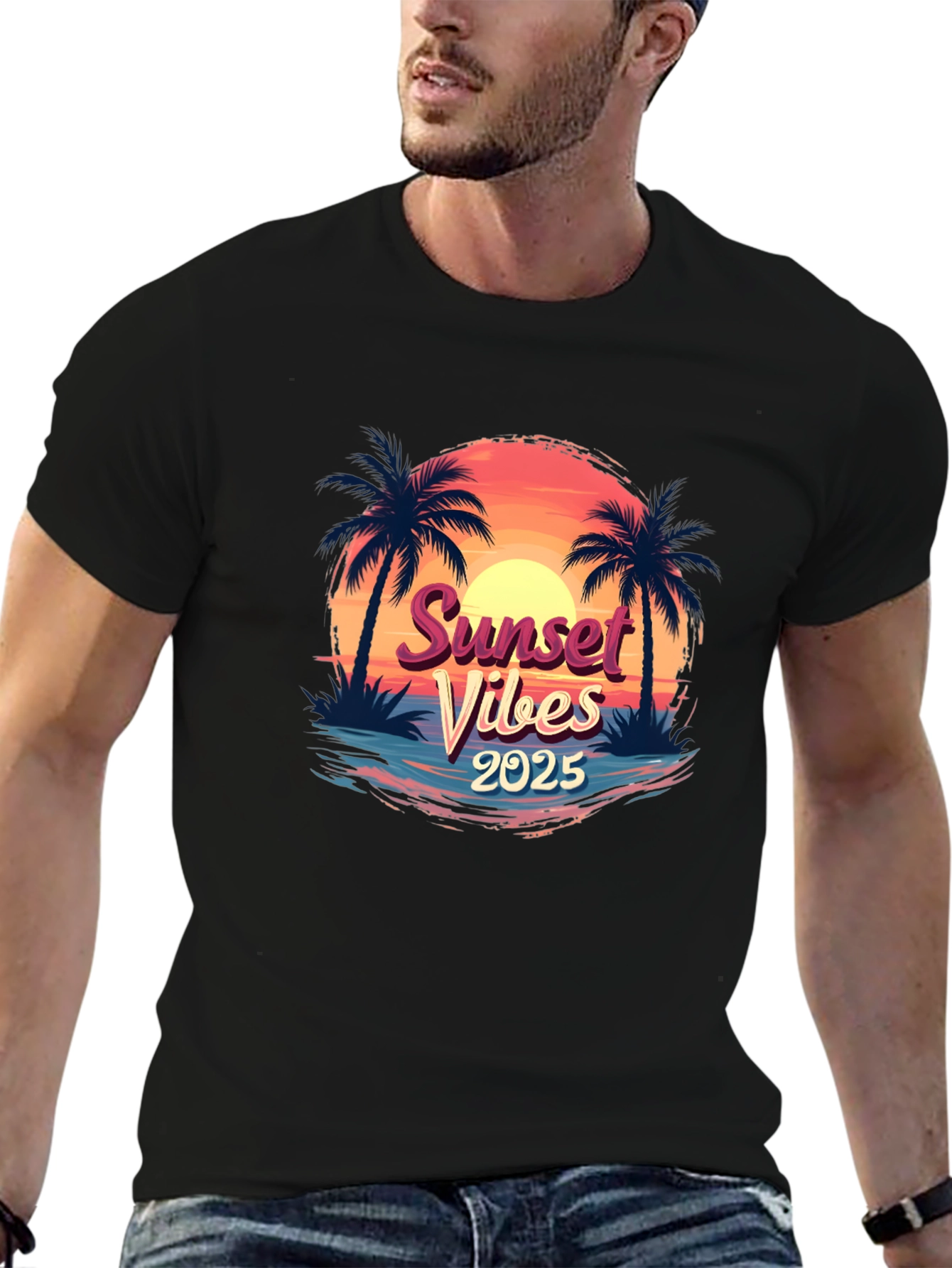 Sunset Vibes 2025 T-Shirt - Palm Tree Graphic Tee