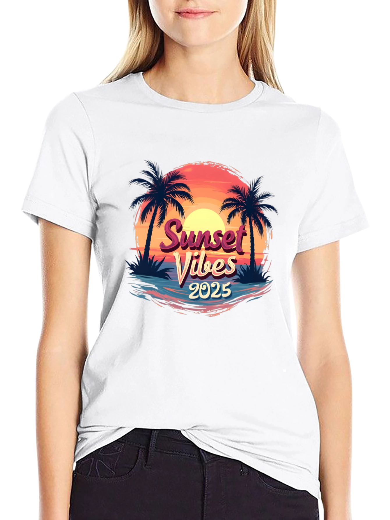 Sunset Vibes 2025 T-Shirt - Palm Tree Graphic Tee