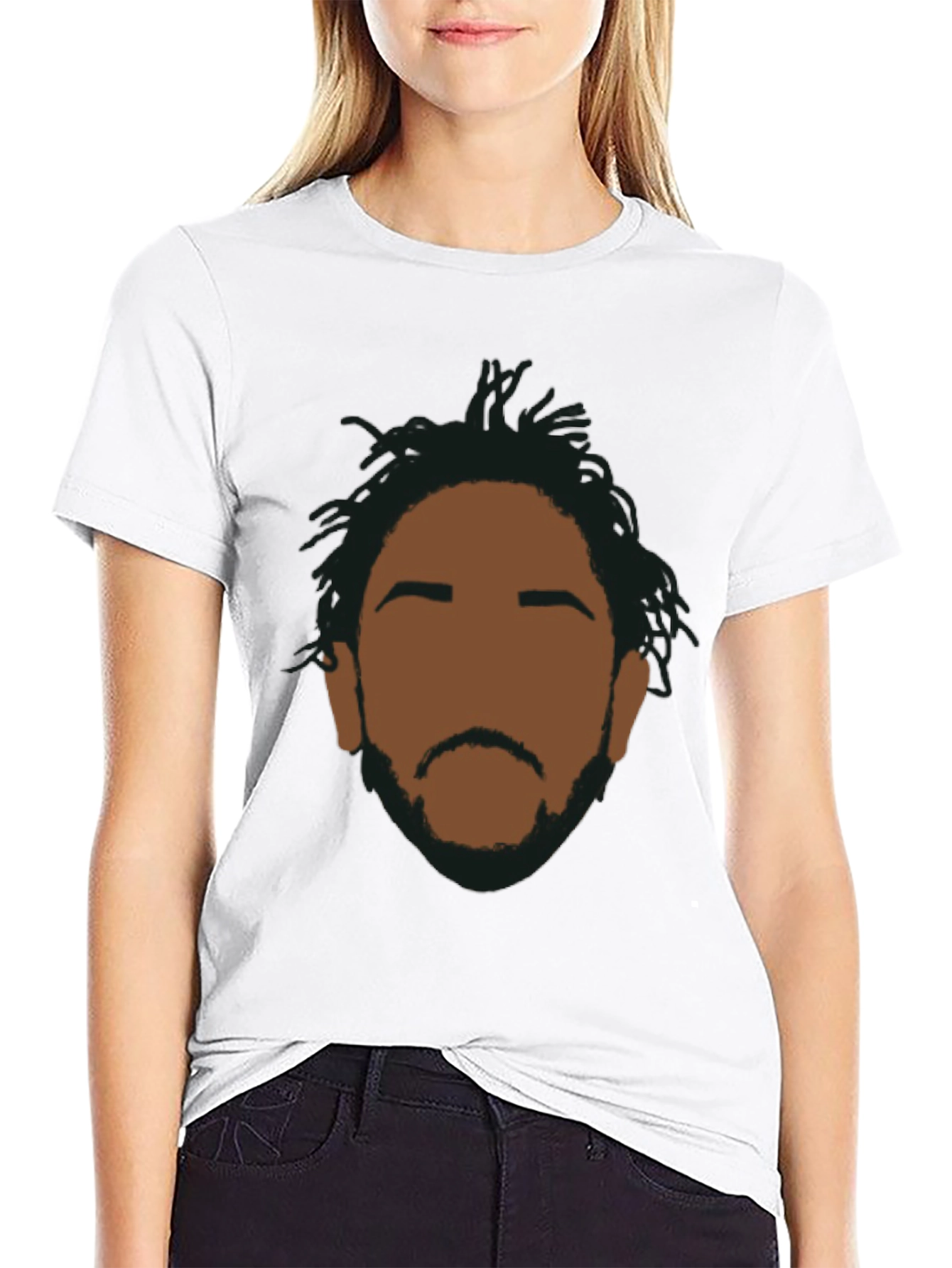 Abstract Face Graphic T-Shirt - Casual Black Tee
