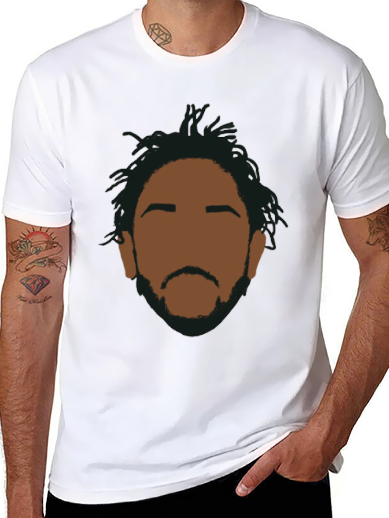 Abstract Face Graphic T-Shirt - Casual Black Tee