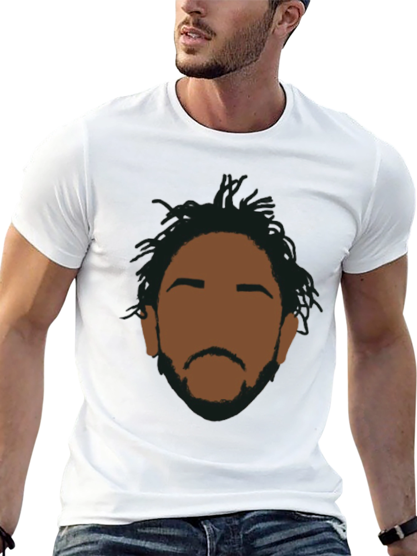 Abstract Face Graphic T-Shirt - Casual Black Tee