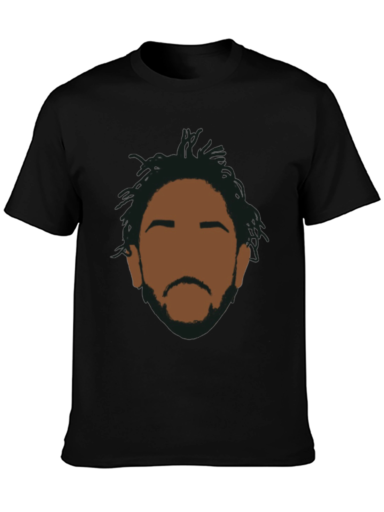 Abstract Face Graphic T-Shirt - Casual Black Tee