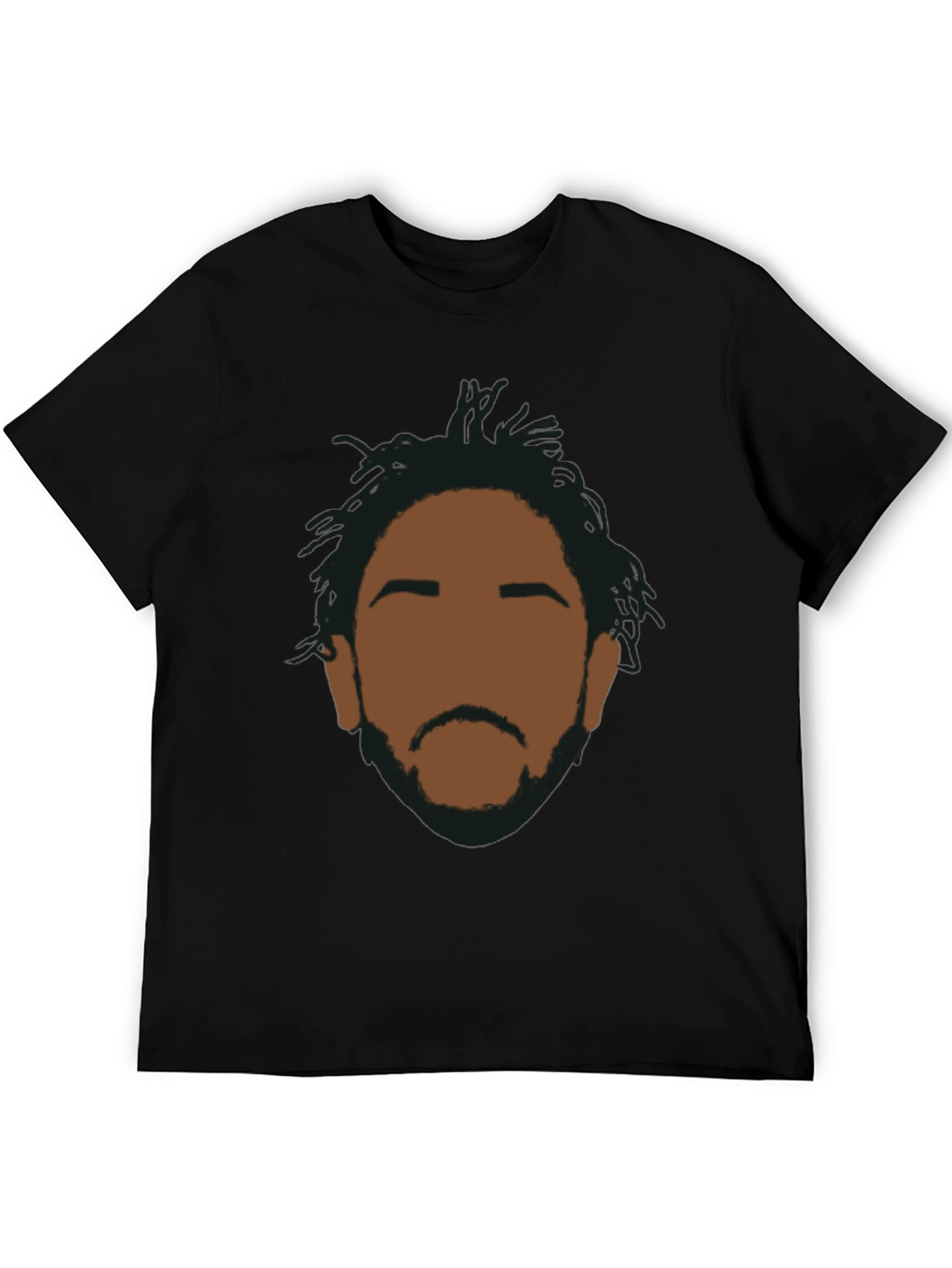 Abstract Face Graphic T-Shirt - Casual Black Tee