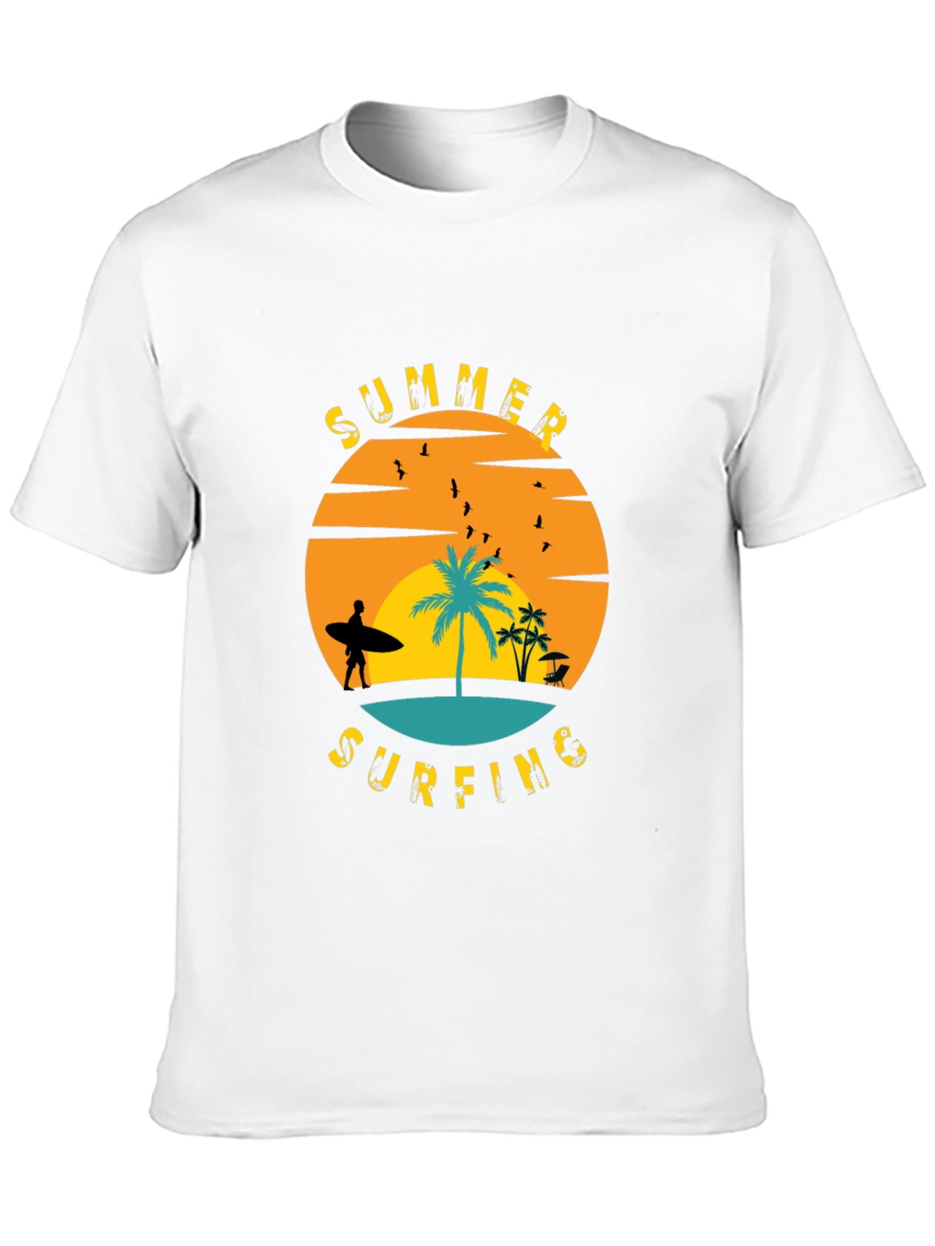 Summer Surfing Graphic T-Shirt - Black