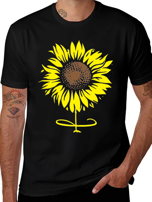 Sunflower Graphic Tee - Black Cotton T-Shirt