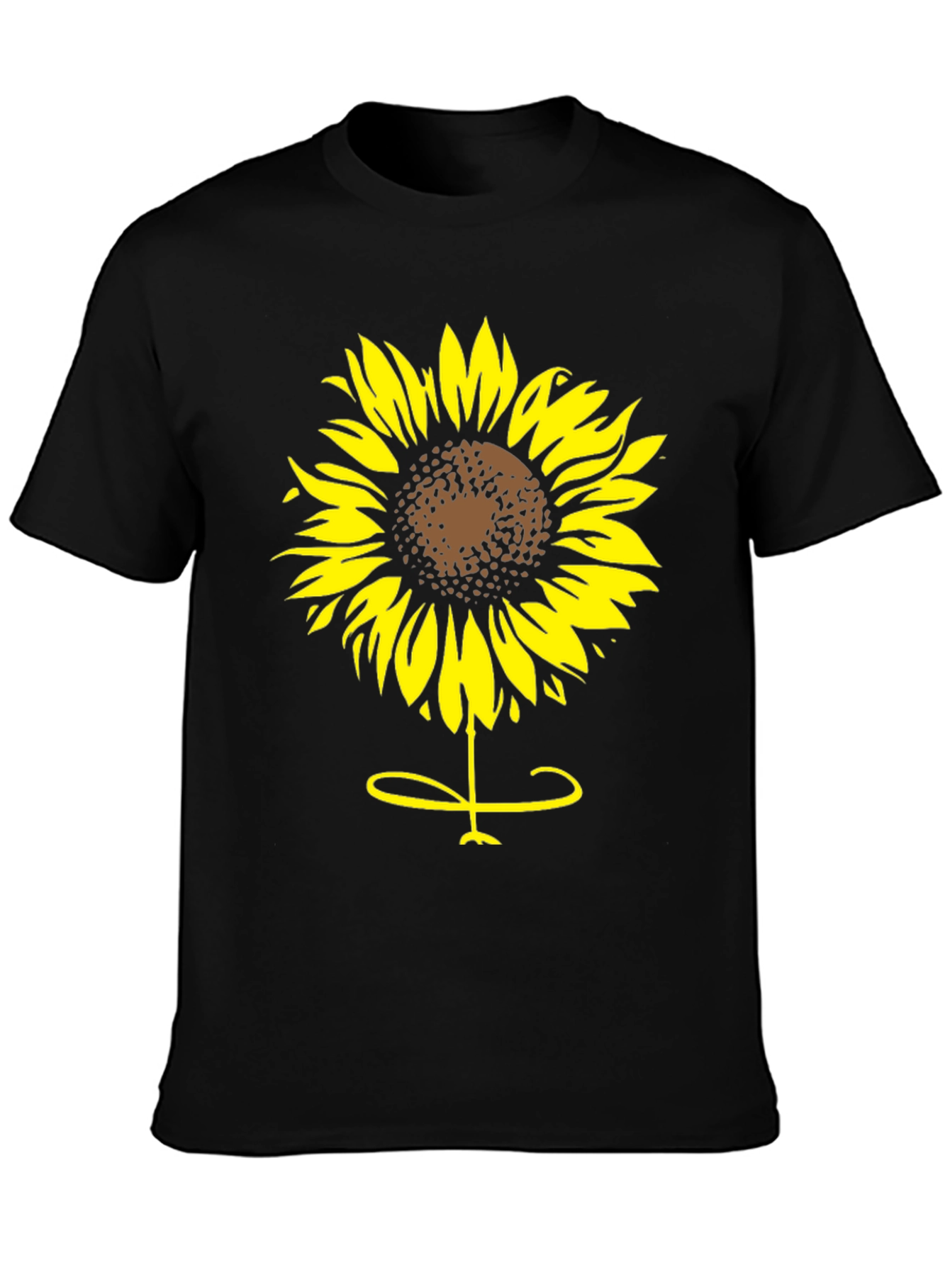 Sunflower Graphic Tee - Black Cotton T-Shirt