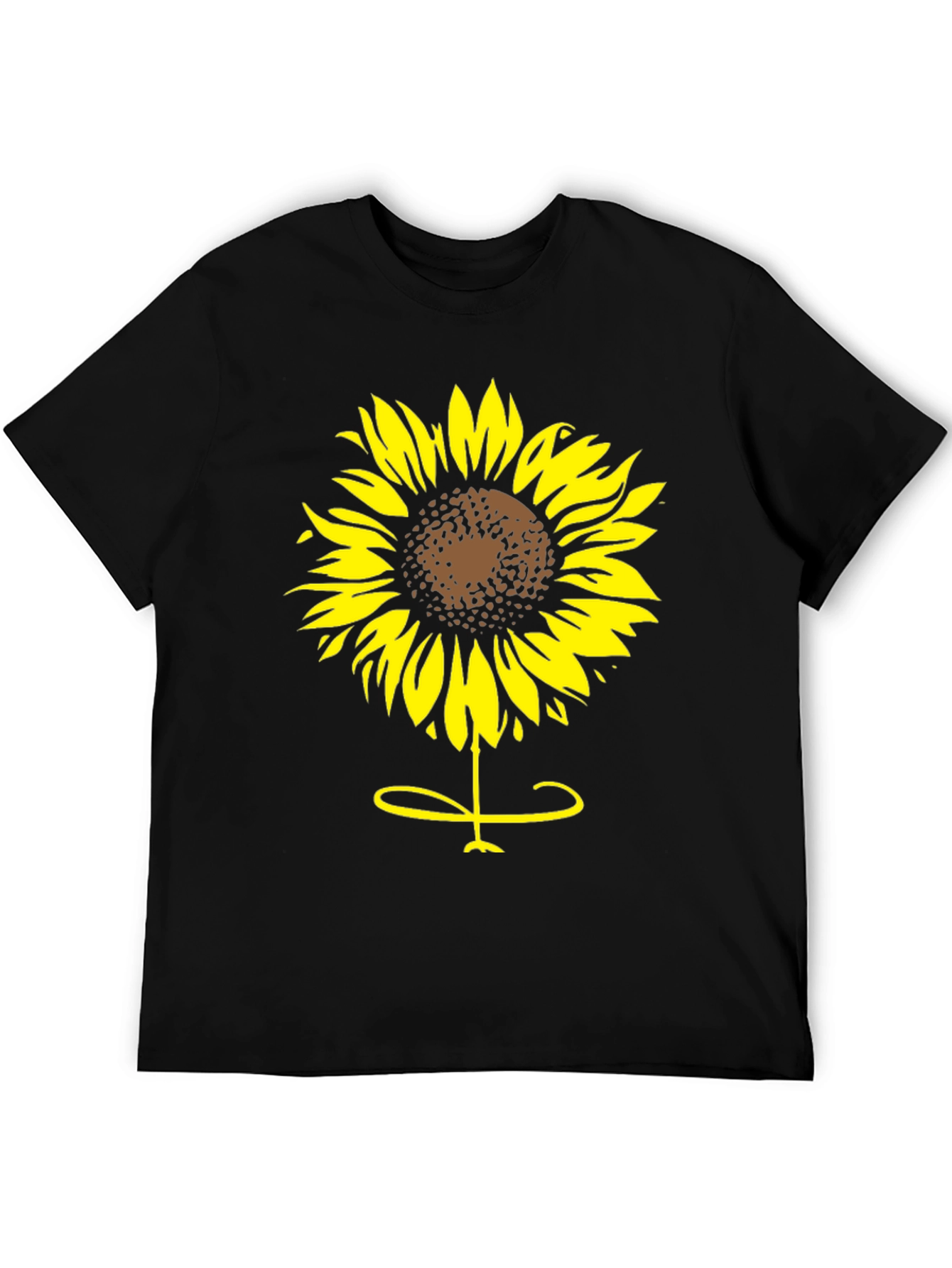 Sunflower Graphic Tee - Black Cotton T-Shirt