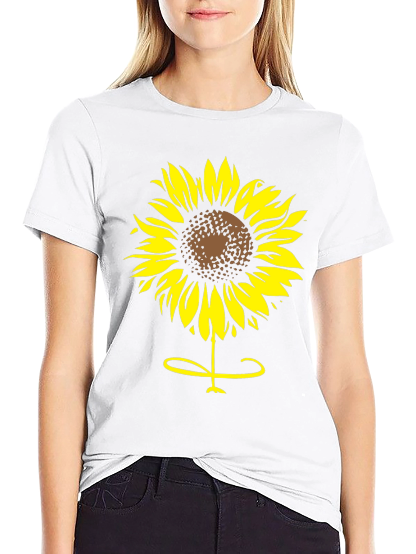 Sunflower Graphic Tee - Black Cotton T-Shirt