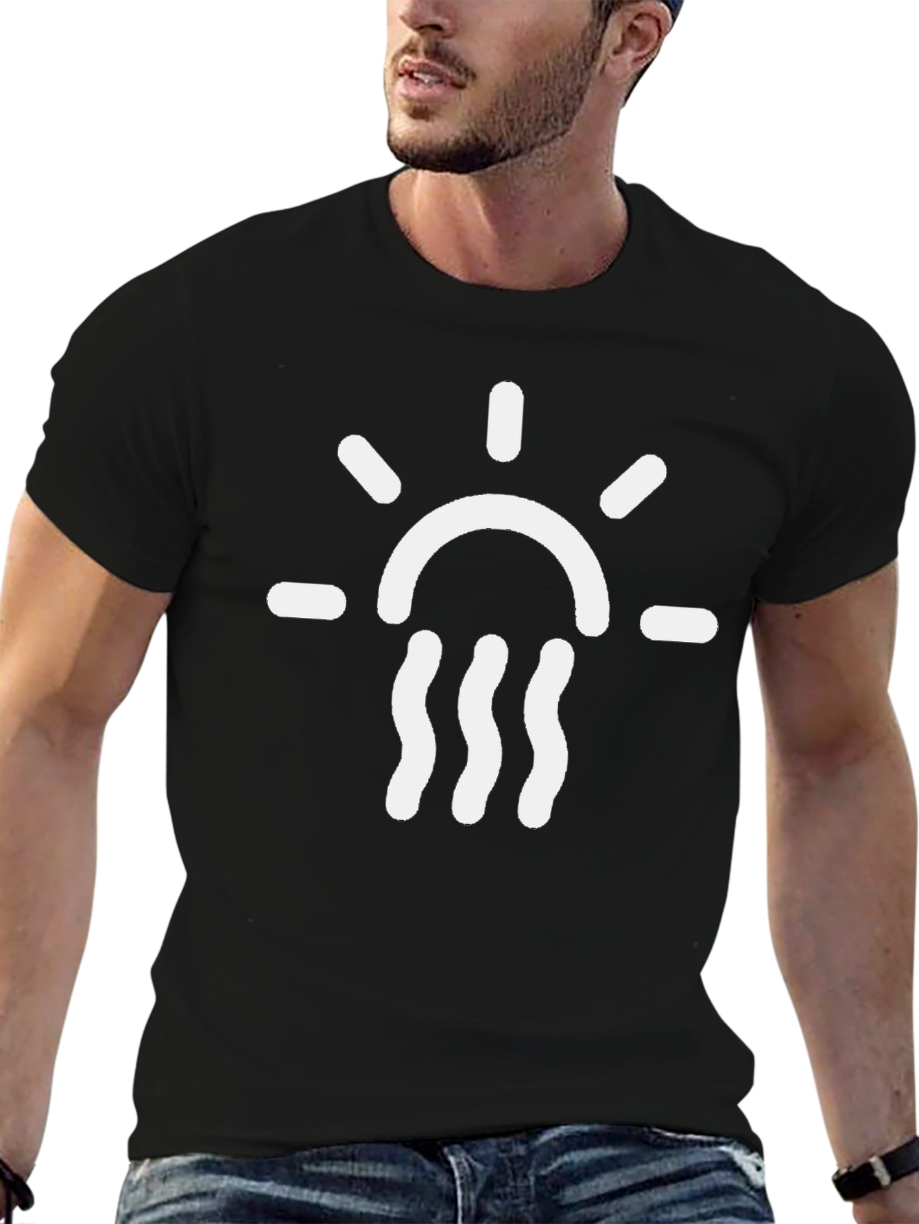 Sun and Waves Graphic T-Shirt - Black