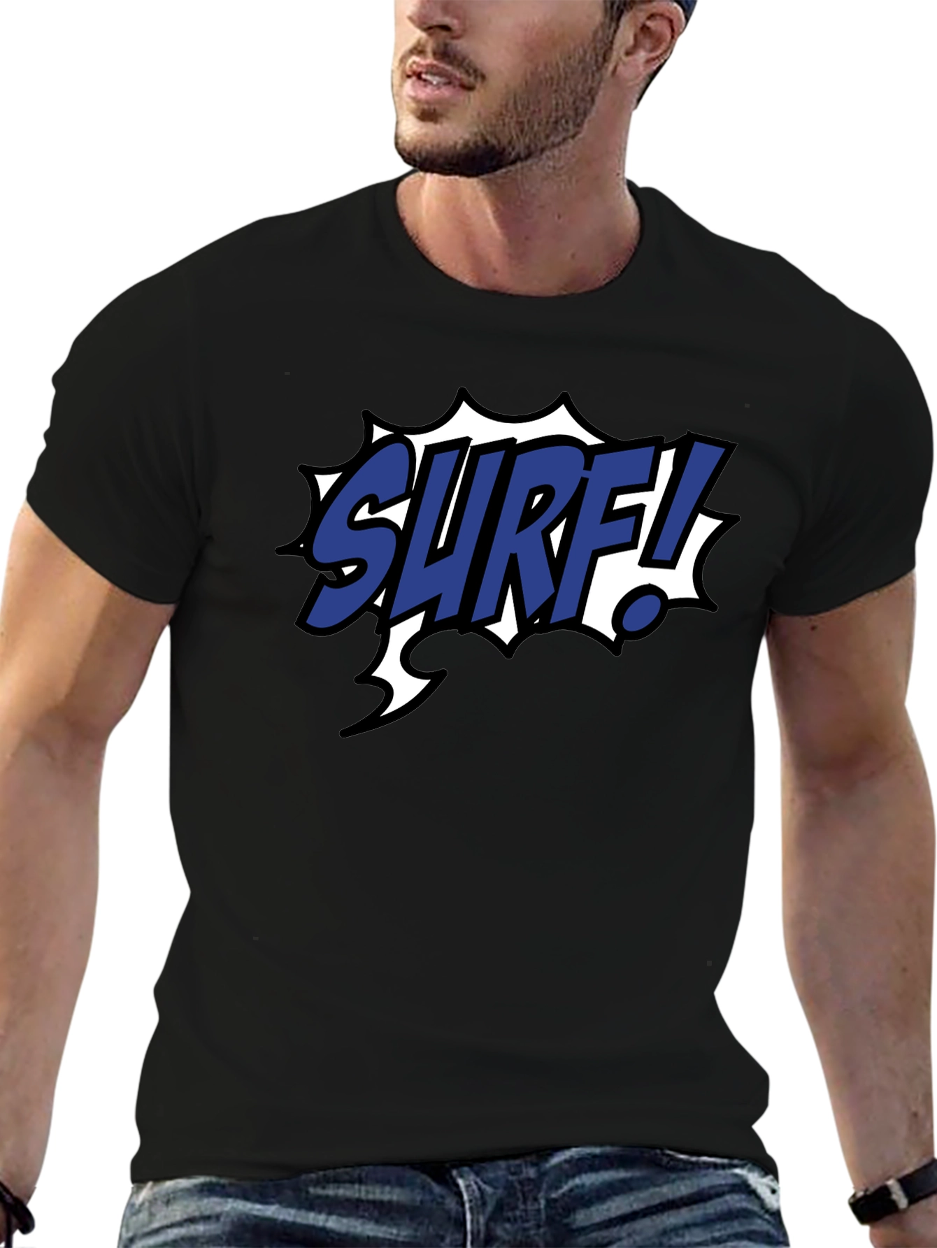 Surf Graphic Tee - Black Cotton Blend