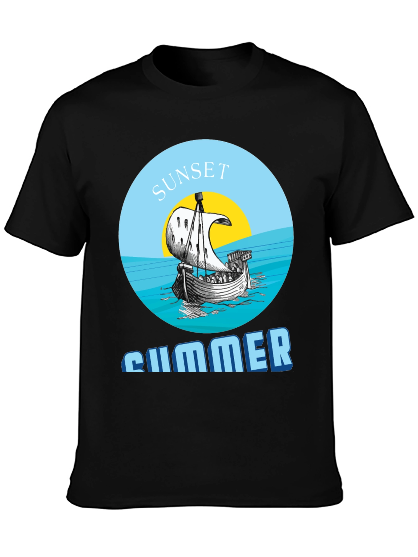 Sunset Summer Graphic Tee - Stylish Black T-Shirt
