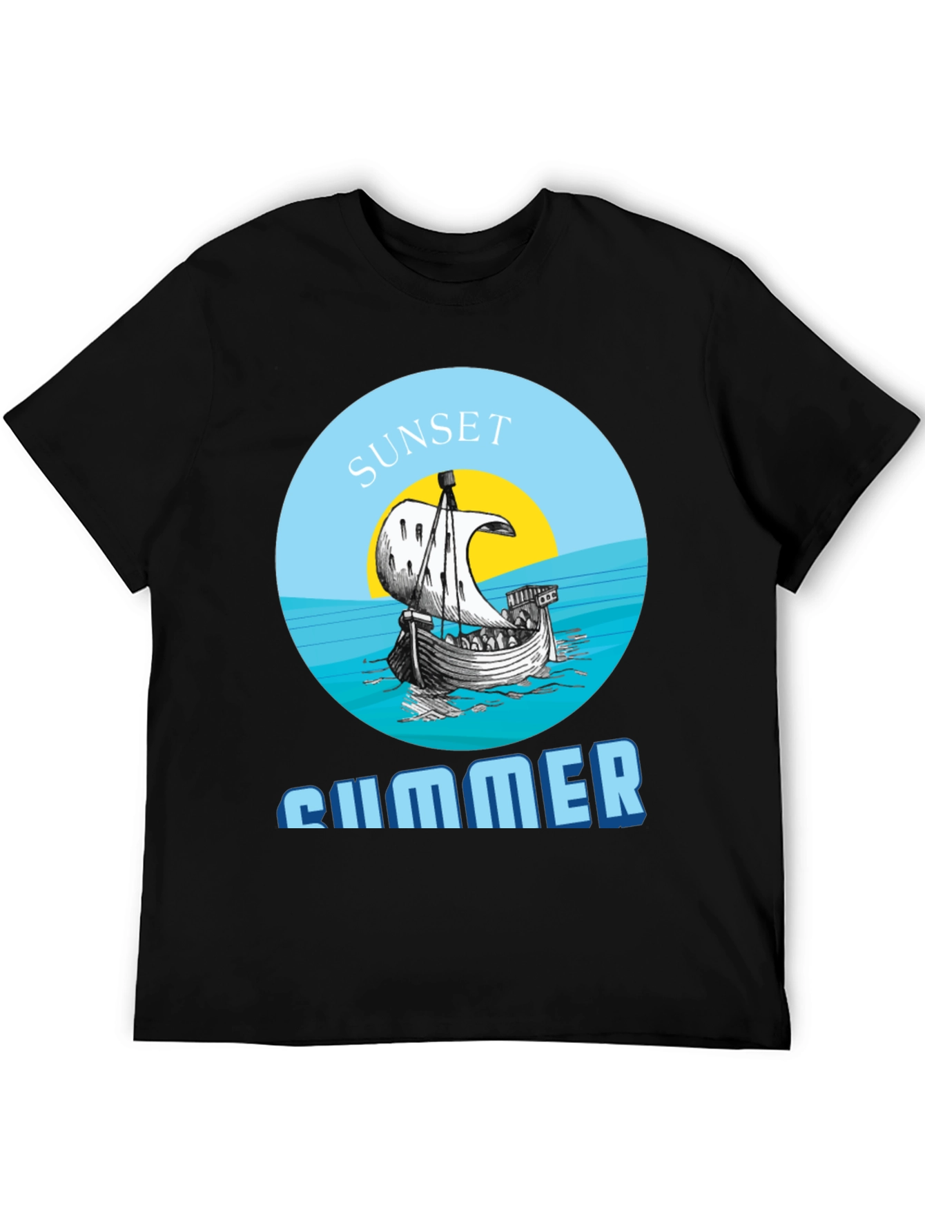 Sunset Summer Graphic Tee - Stylish Black T-Shirt