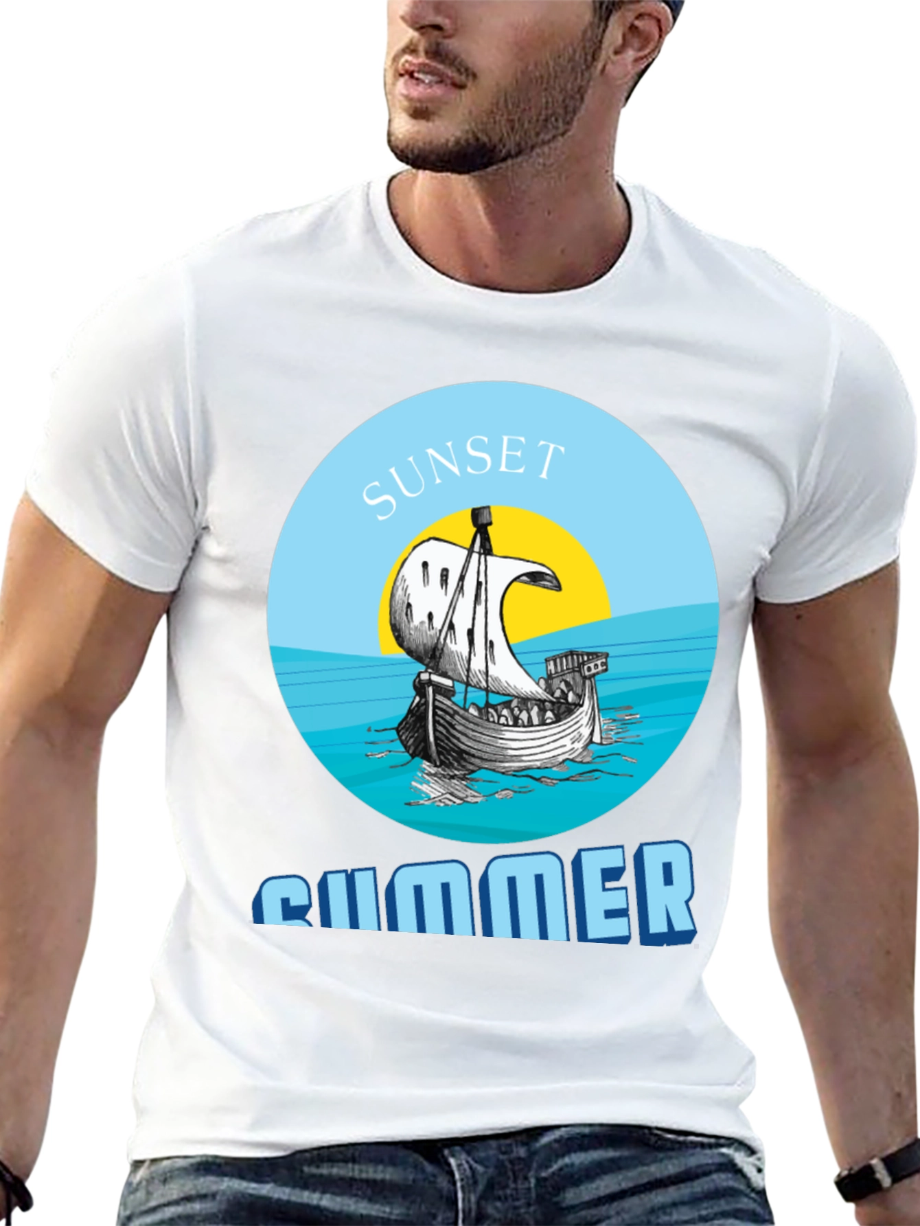 Sunset Summer Graphic Tee - Stylish Black T-Shirt