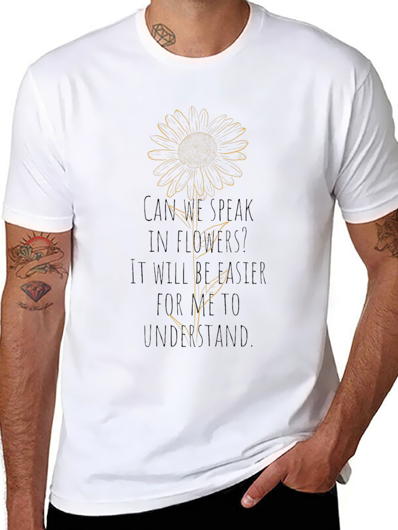 Sunflower Graphic Print Black T-Shirt