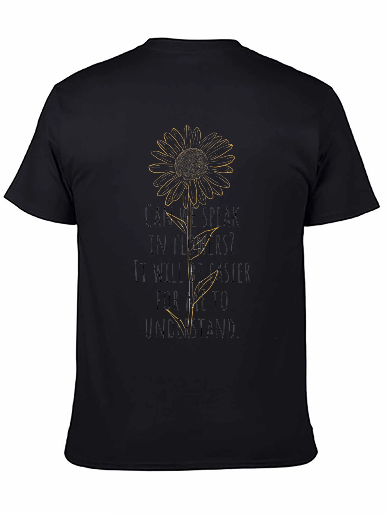 Sunflower Graphic Print Black T-Shirt