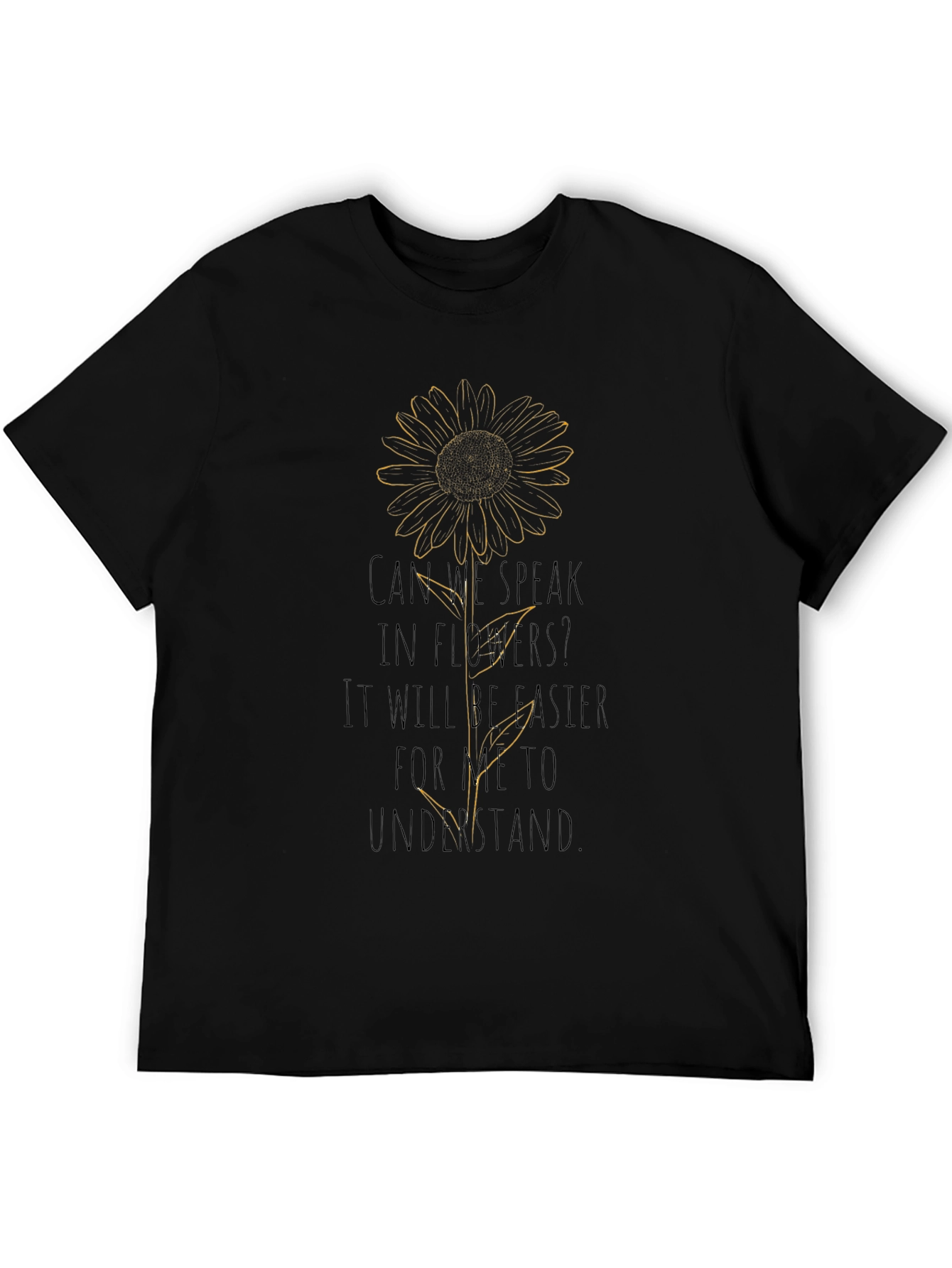 Sunflower Graphic Print Black T-Shirt
