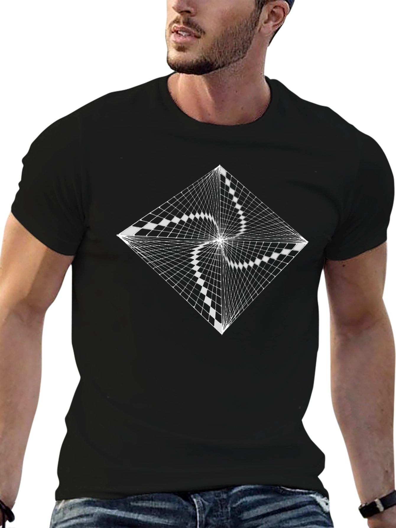 Abstract Illusion Graphic Tee - Black