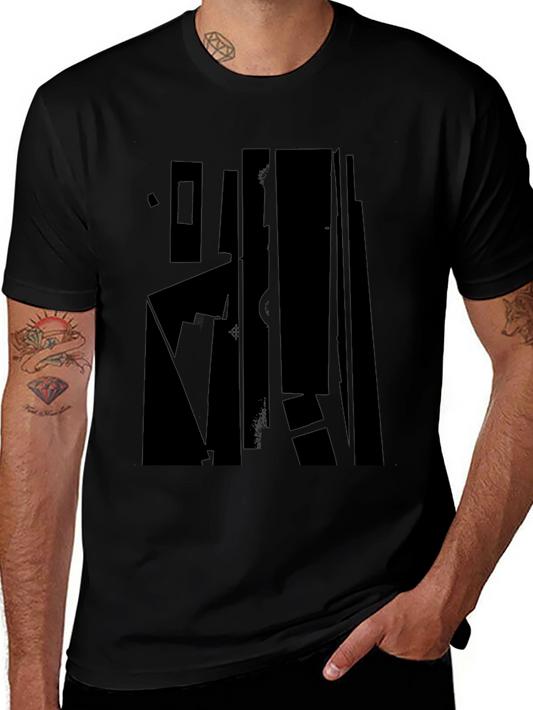 Abstract Graphic Black T-Shirt - Modern Minimalist Design