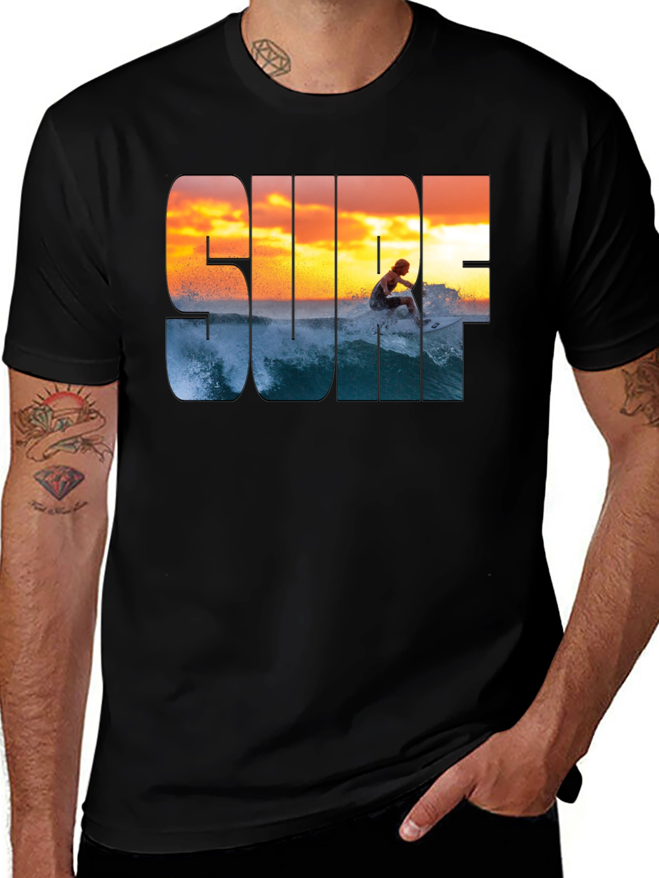 Surf Sunset Graphic T-Shirt - Casual Style