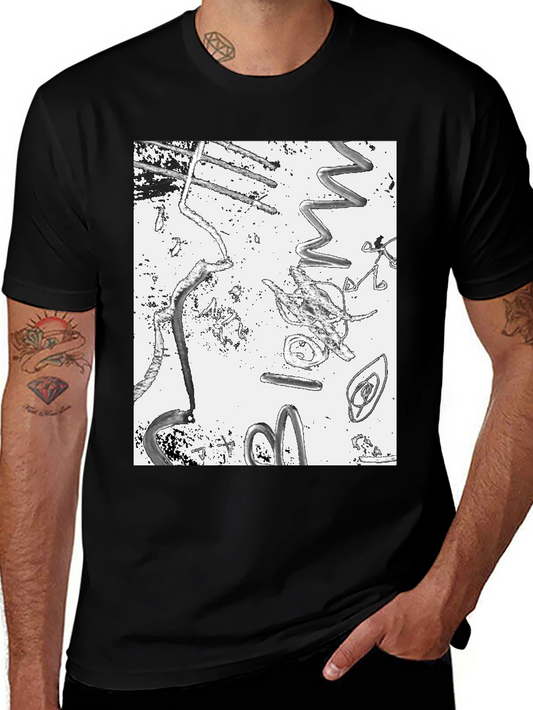 Abstract Art Print Black T-Shirt