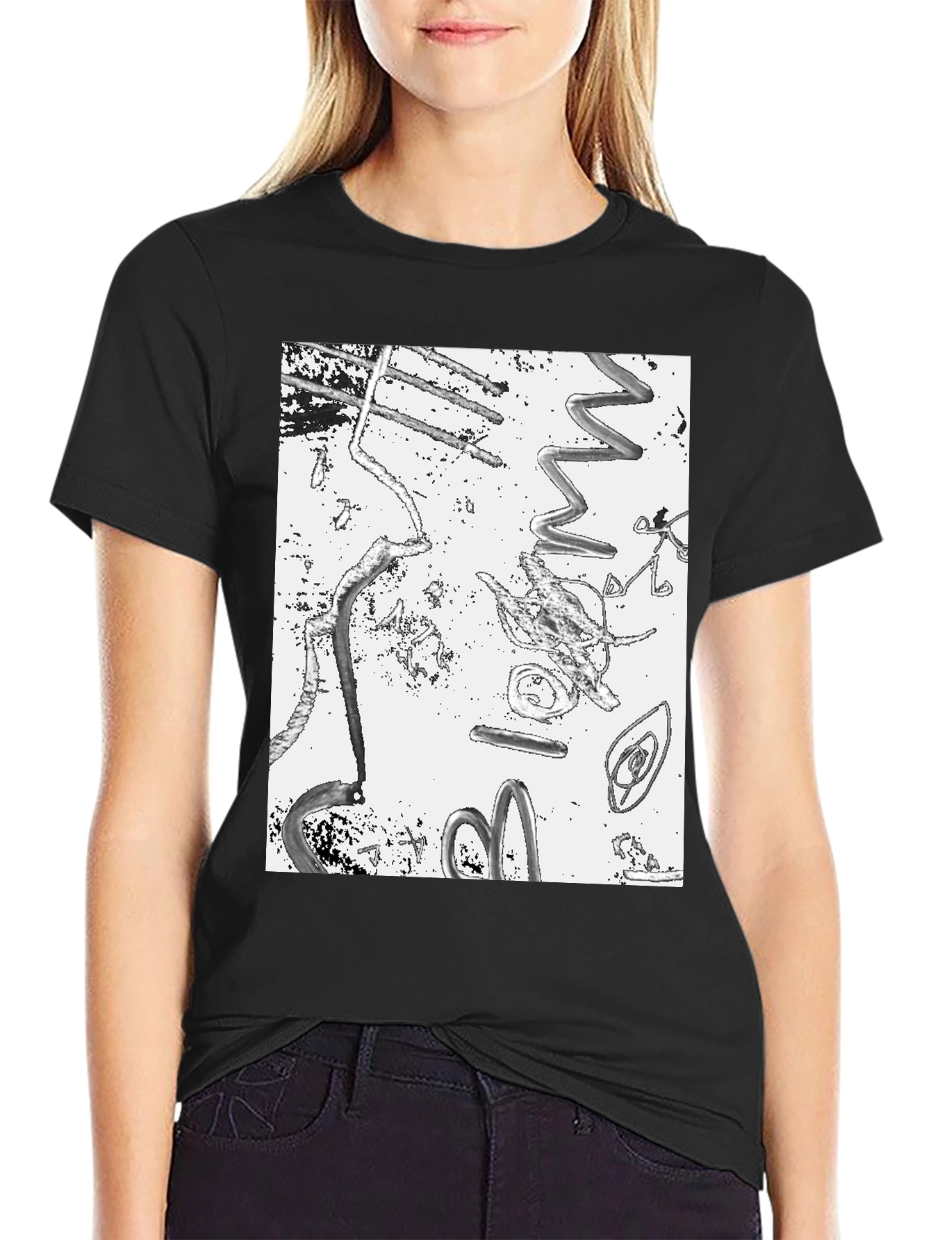 Abstract Art Print Black T-Shirt