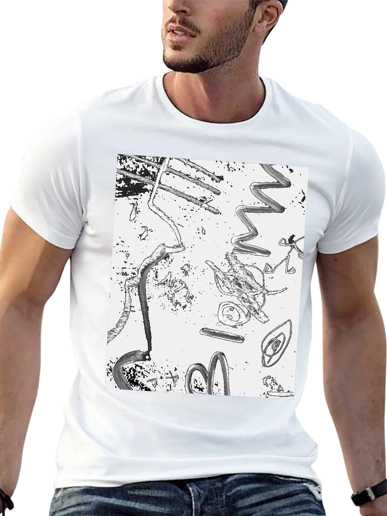 Abstract Art Print Black T-Shirt